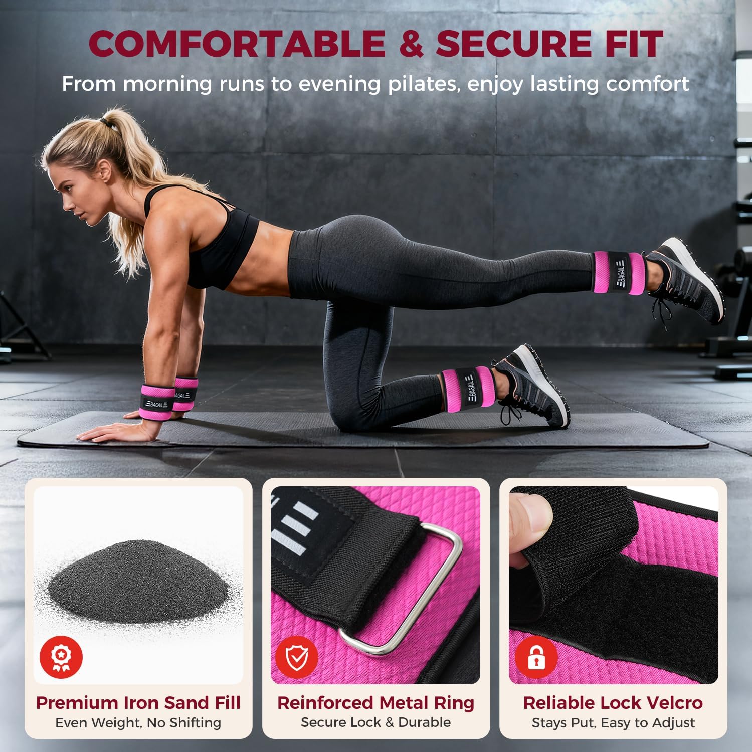 BAGAIL Ankle and Wrist Weights for Women & Men, 1 Pair 1/2/4/6/8/10 LBS Leg Weight with Sleek Design & Secure Fit, Arm Weighted Set for Walking, Running, Home Fitness & Physical Therapy