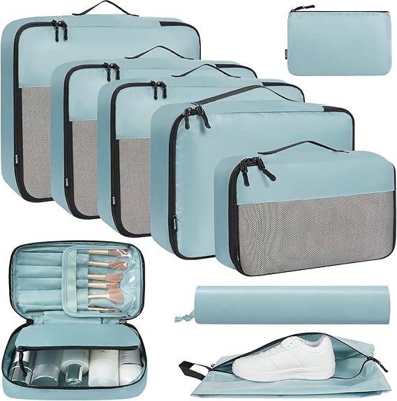 Half Mesh 8 Set Packing Cubes Luggage Packing Organizers for Travel Accessories