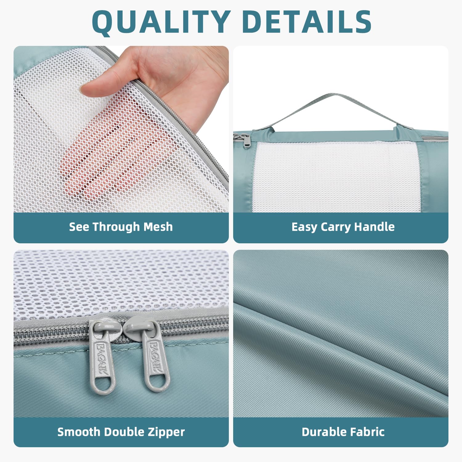 6 Set Packing Cubes Various Sizes Packing Organizer with Makeup Bag& Shoe Bag