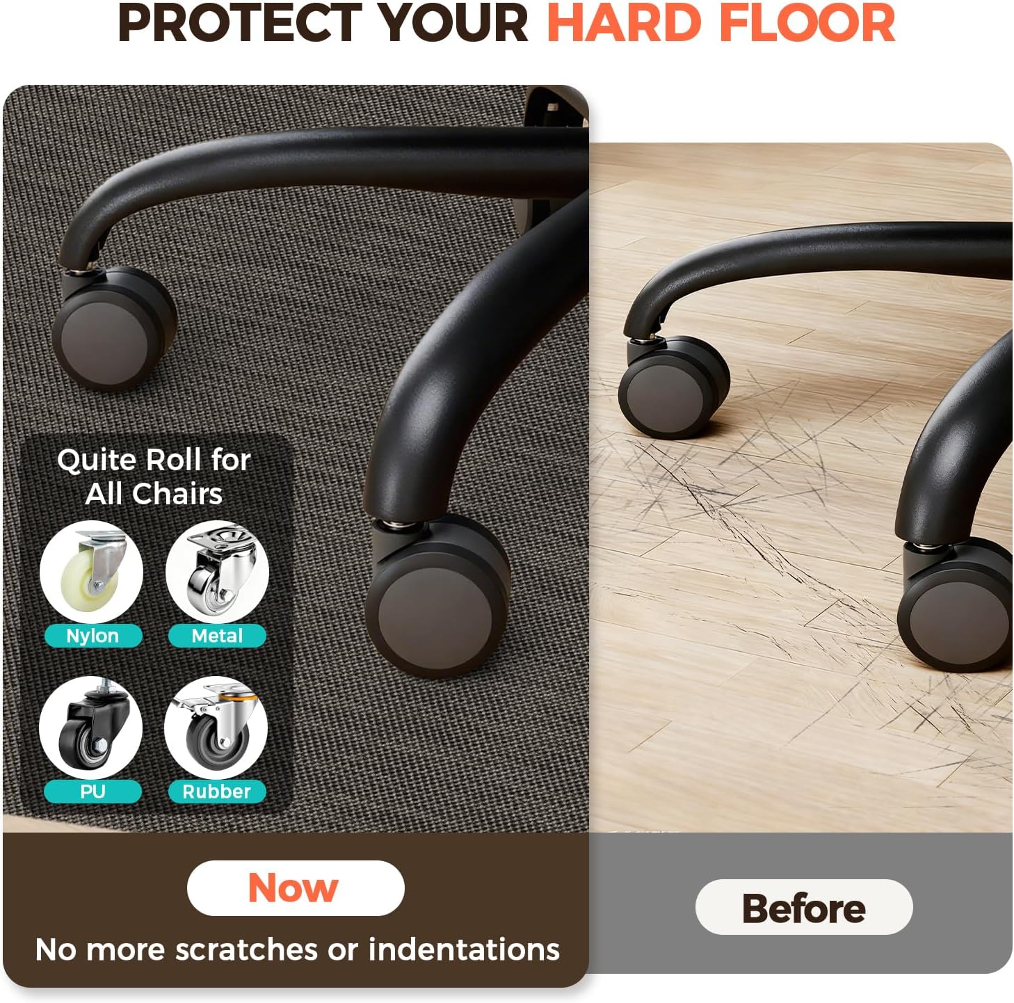 BAGAIL Office Chair Mat for Hardwood Floor, Heavy Duty Computer Chair Mat - Fast Flat & Smooth Glide - Non-Slip Desk Chair Floor Protector for Home Office