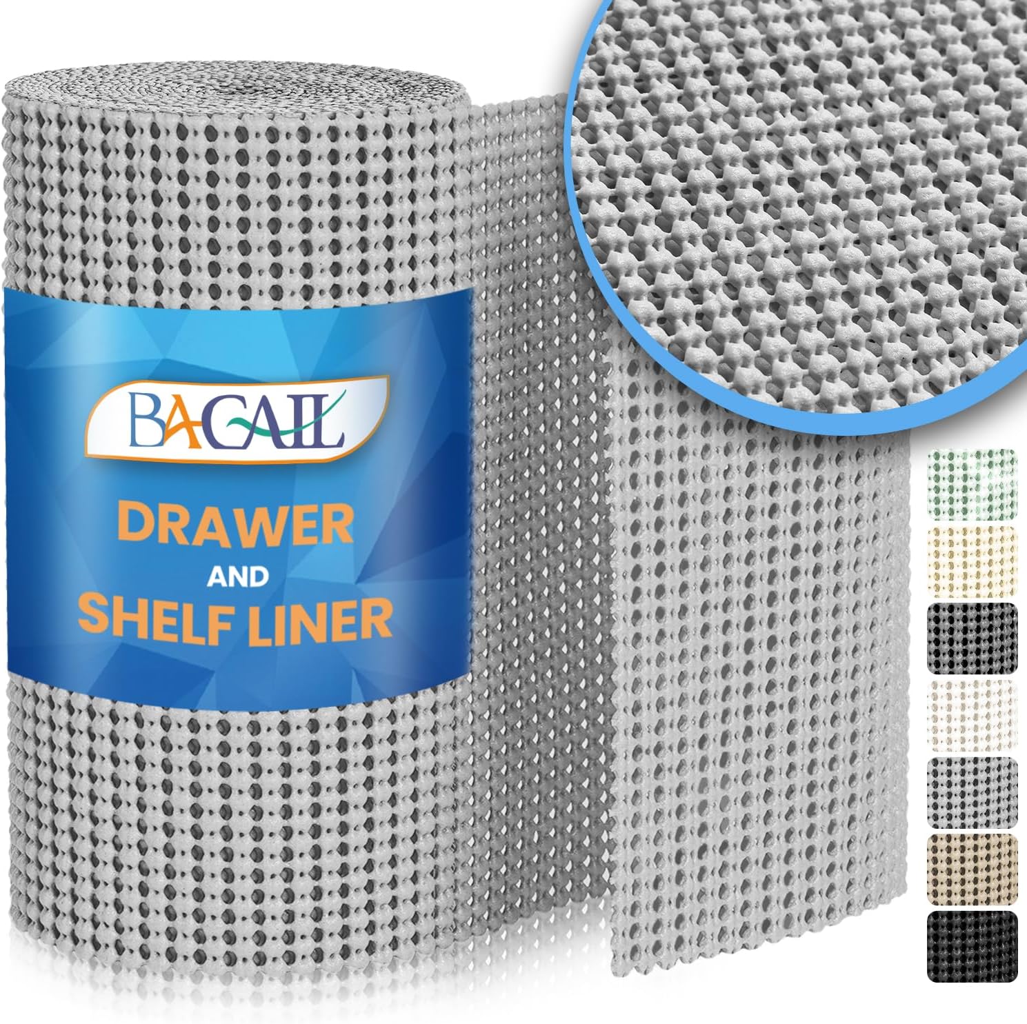 BAGAIL Drawer and Shelf Liner, 12 in X 10 Ft Non-Adhesive Shelf Liners for Kitchen Cabinets, Thick Strong Grip Liners for Desk, Shelves, Bathroom Drawers, Cabinet Protection - Black