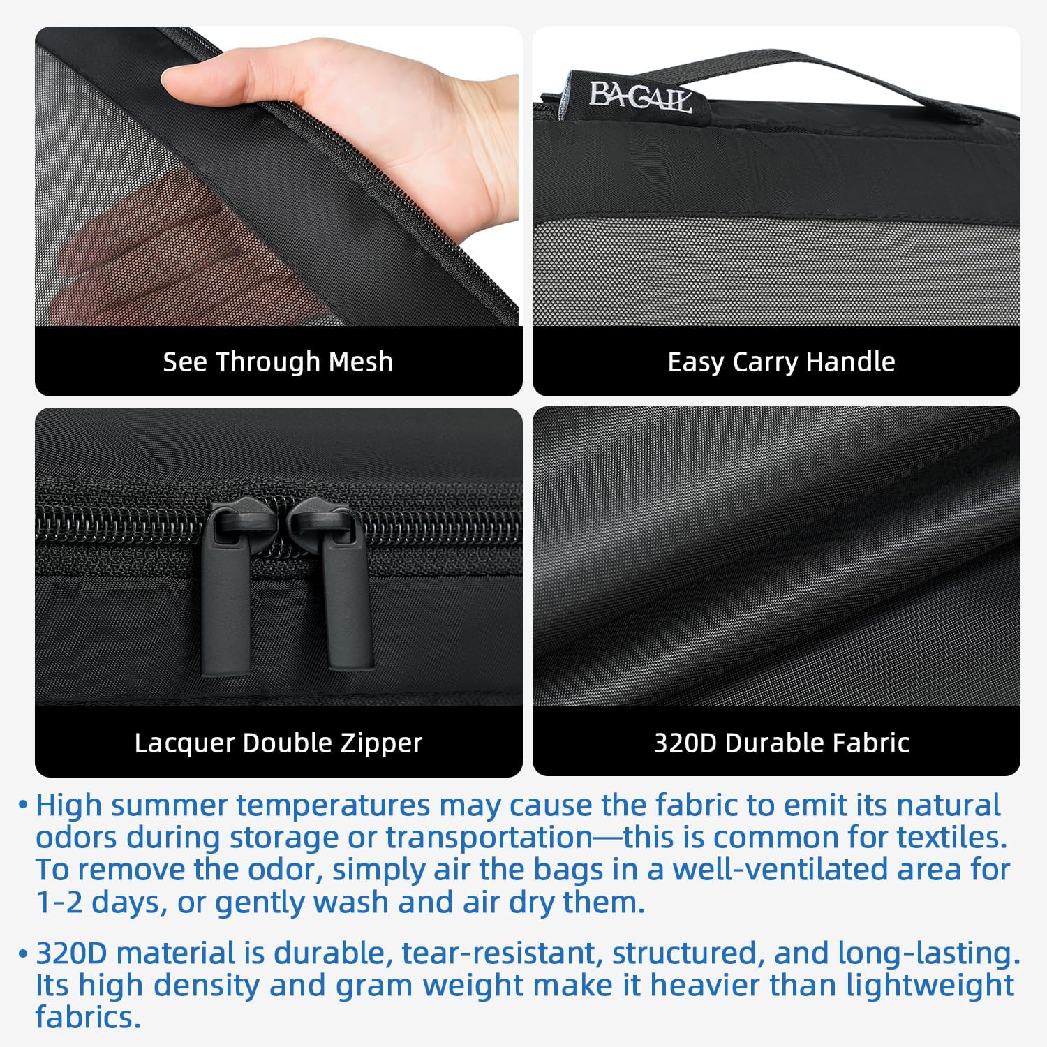 Square Mesh 6 Set Compression Packing Cubes Travel Accessories Expandable Packing Organizers 