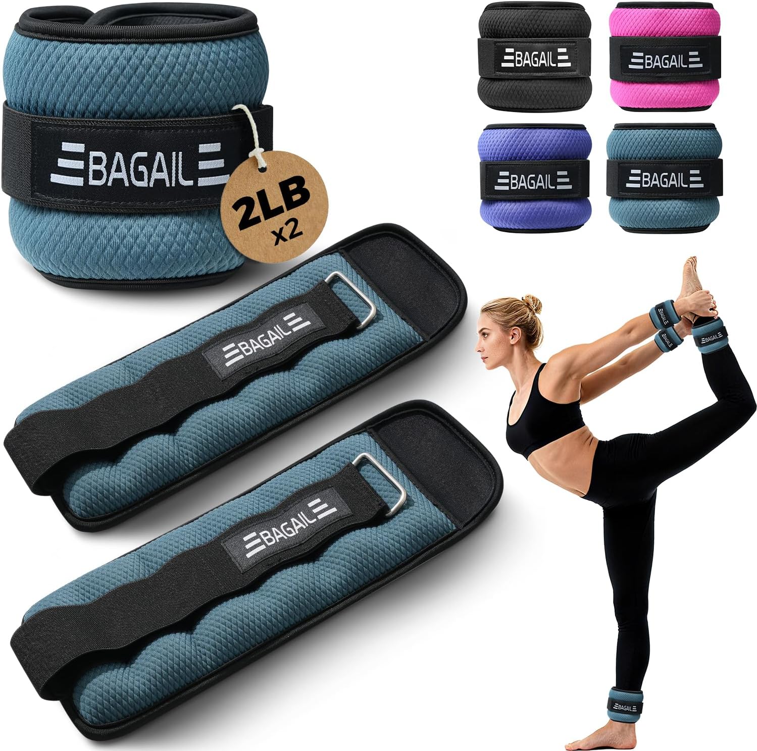 BAGAIL Ankle and Wrist Weights for Women & Men, 1 Pair 1/2/4/6/8/10 LBS Leg Weight with Sleek Design & Secure Fit, Arm Weighted Set for Walking, Running, Home Fitness & Physical Therapy