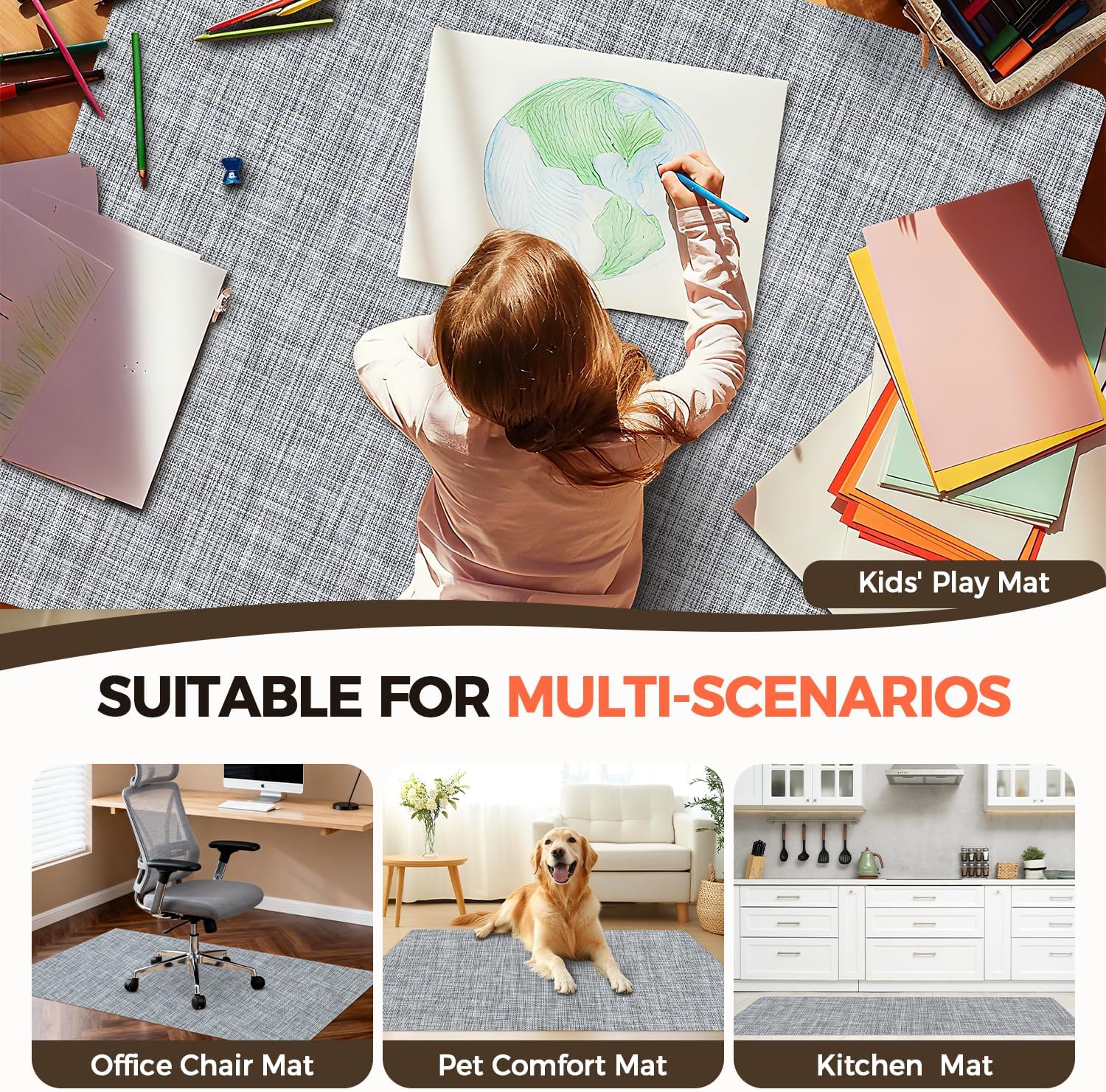 BAGAIL Office Chair Mat for Hardwood Floor, Heavy Duty Computer Chair Mat - Fast Flat & Smooth Glide - Non-Slip Desk Chair Floor Protector for Home Office