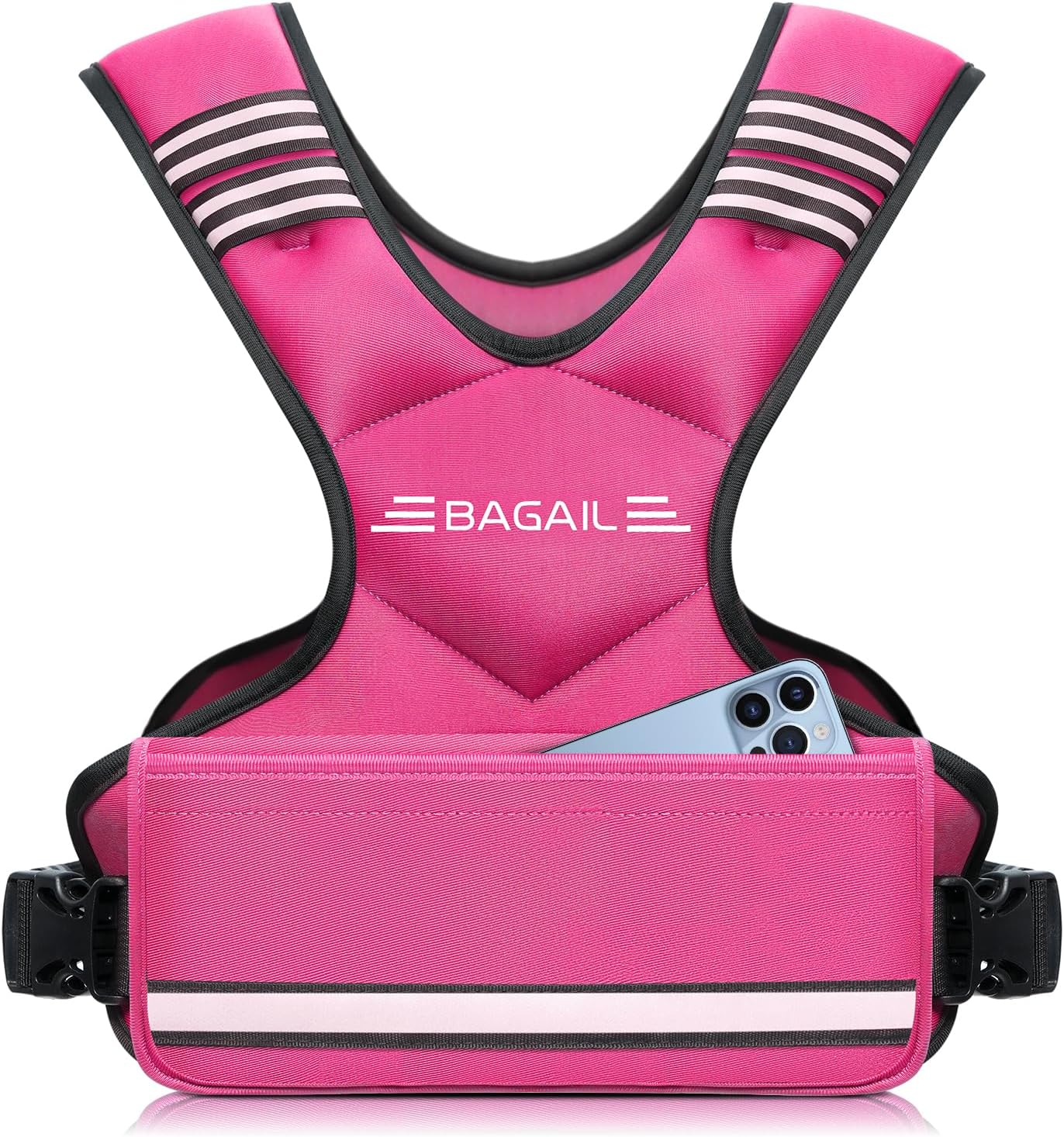 BAGAIL Adjustable Weighted Vest 4-10lb/12-18lb/20-32lb, Comfortable X-Shape & U-Neck Weight Vest for Women and Men Walking with 6 Removable Weights, Large Pocket and Reflective Strips