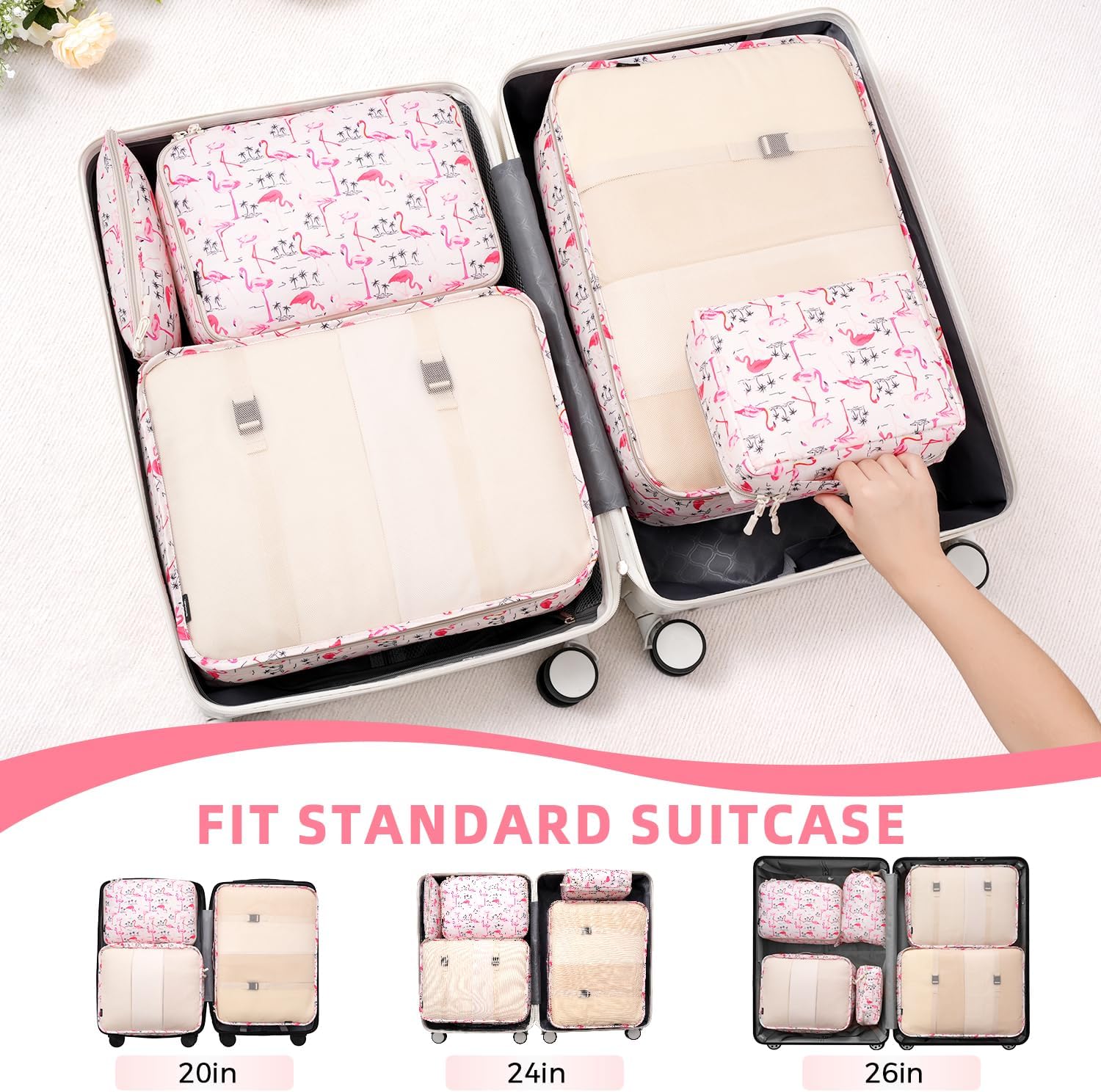  8 Set Mesh Packing Cubes with laundry bag and shoe bag