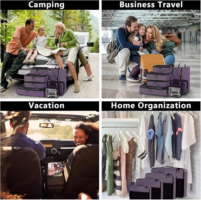 8 Set Packing Cubes Luggage Packing Organizer for Travel, Suitcase Packing Bags for Travel Accessories