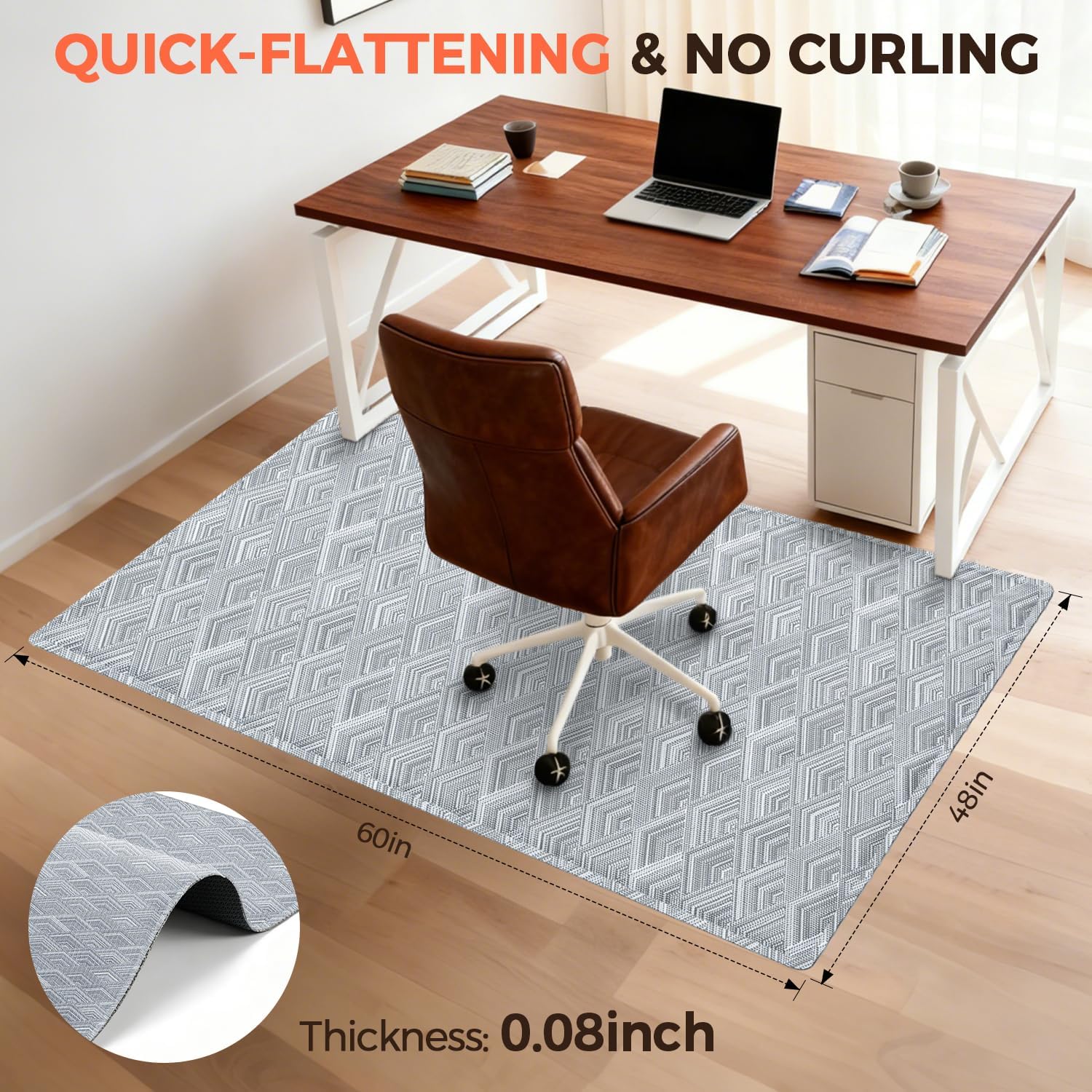 BAGAIL Office Chair Mat for Hardwood Floor, Heavy Duty Computer Chair Mat - Fast Flat & Smooth Glide - Non-Slip Desk Chair Floor Protector for Home Office