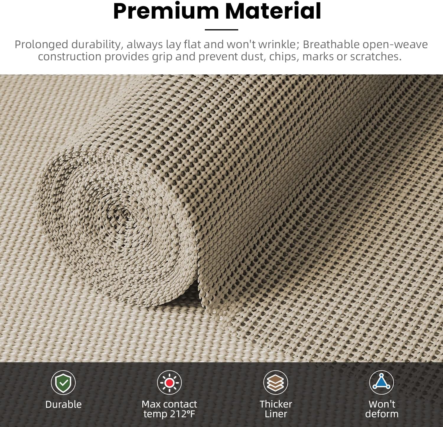 BAGAIL Drawer and Shelf Liner, 12 in X 10 Ft Non-Adhesive Shelf Liners for Kitchen Cabinets, Thick Strong Grip Liners for Desk, Shelves, Bathroom Drawers, Cabinet Protection - Black