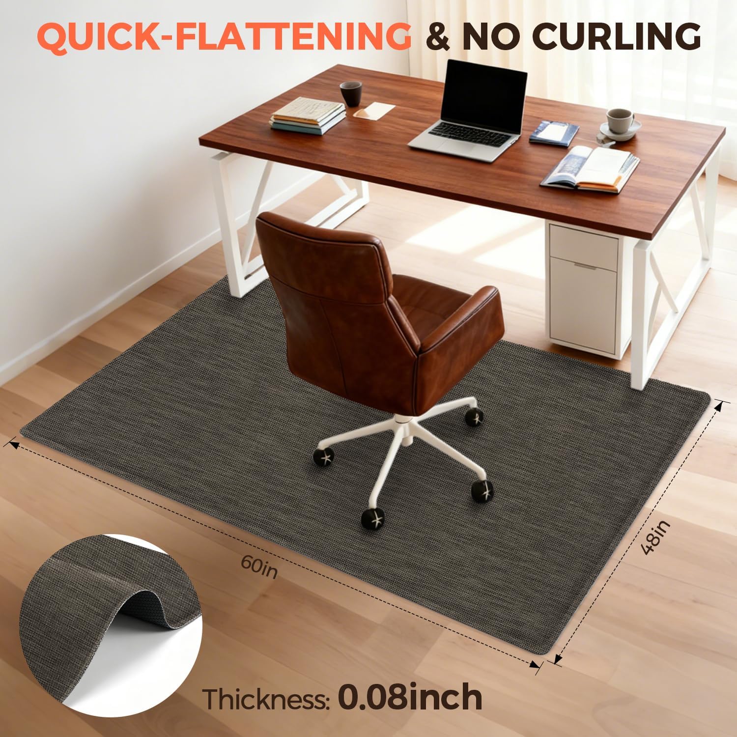 BAGAIL Office Chair Mat for Hardwood Floor, Heavy Duty Computer Chair Mat - Fast Flat & Smooth Glide - Non-Slip Desk Chair Floor Protector for Home Office