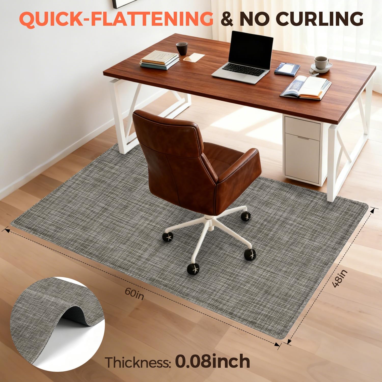 BAGAIL Office Chair Mat for Hardwood Floor, Heavy Duty Computer Chair Mat - Fast Flat & Smooth Glide - Non-Slip Desk Chair Floor Protector for Home Office