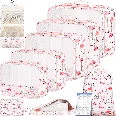 9 Set Label Packing Cubes with Packing List Luggage Packing Organizers for Travel Accessories