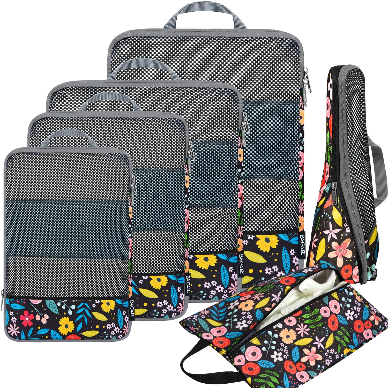 6 Set Compression Packing Cubes Travel Accessories Expandable Packing Organizers