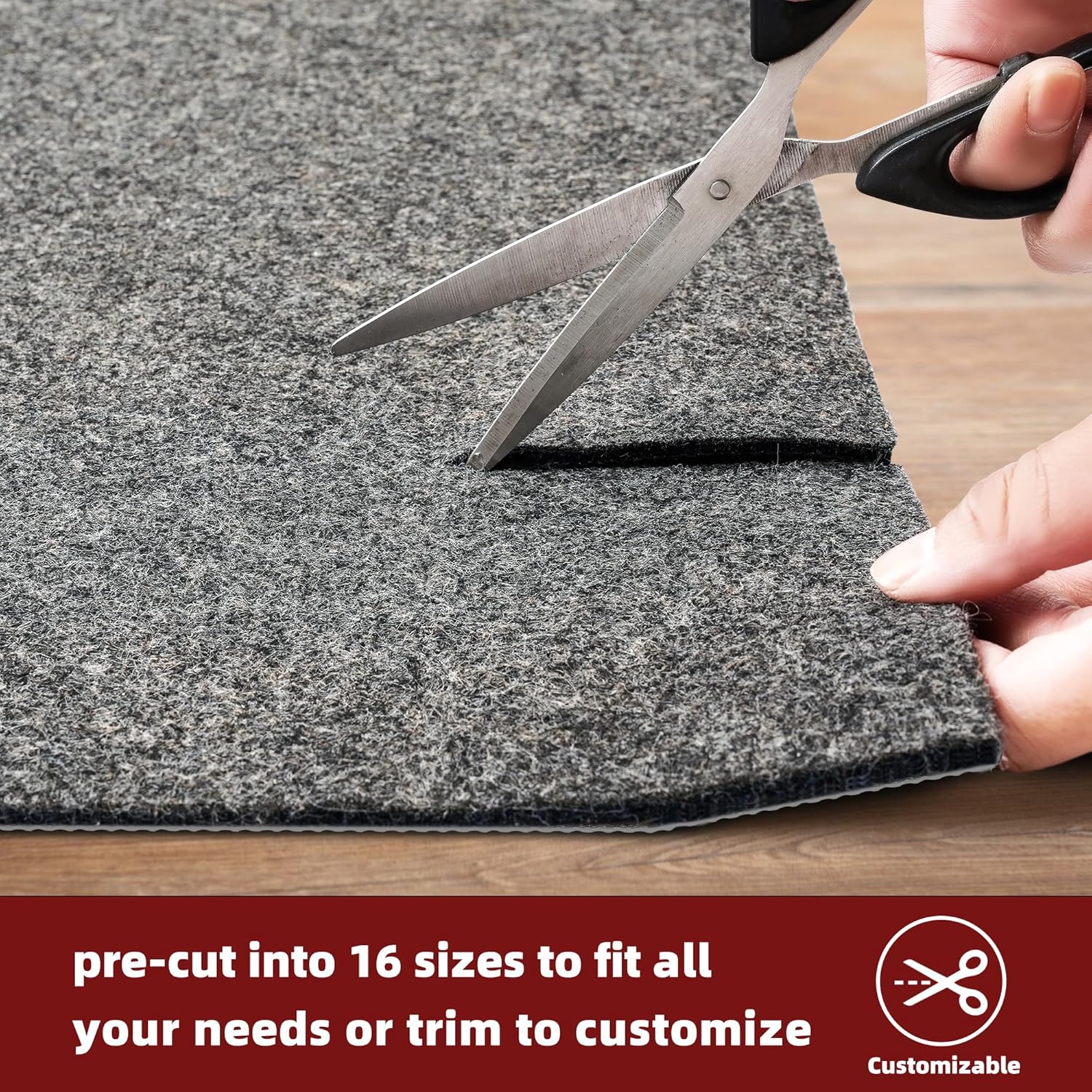 BAGAIL Felt and Natural Rubber Backing Rug Pads, Non Slip Carpet Gripper Keep Rugs in Place, Under Area Rug Protective Cushioned Pads, Carpet Runners, Hardwood Floors Protection