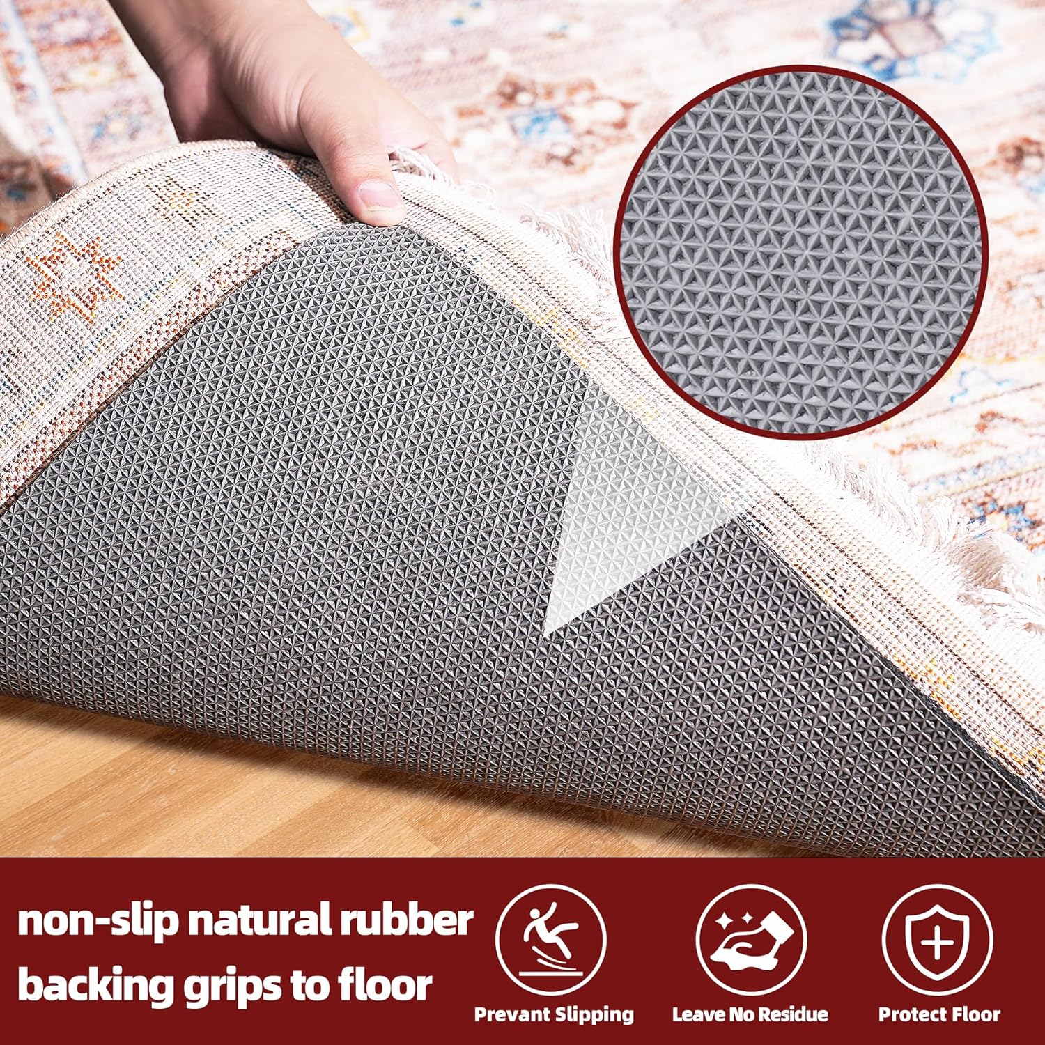 BAGAIL Felt and Natural Rubber Backing Rug Pads, Non Slip Carpet Gripper Keep Rugs in Place, Under Area Rug Protective Cushioned Pads, Carpet Runners, Hardwood Floors Protection