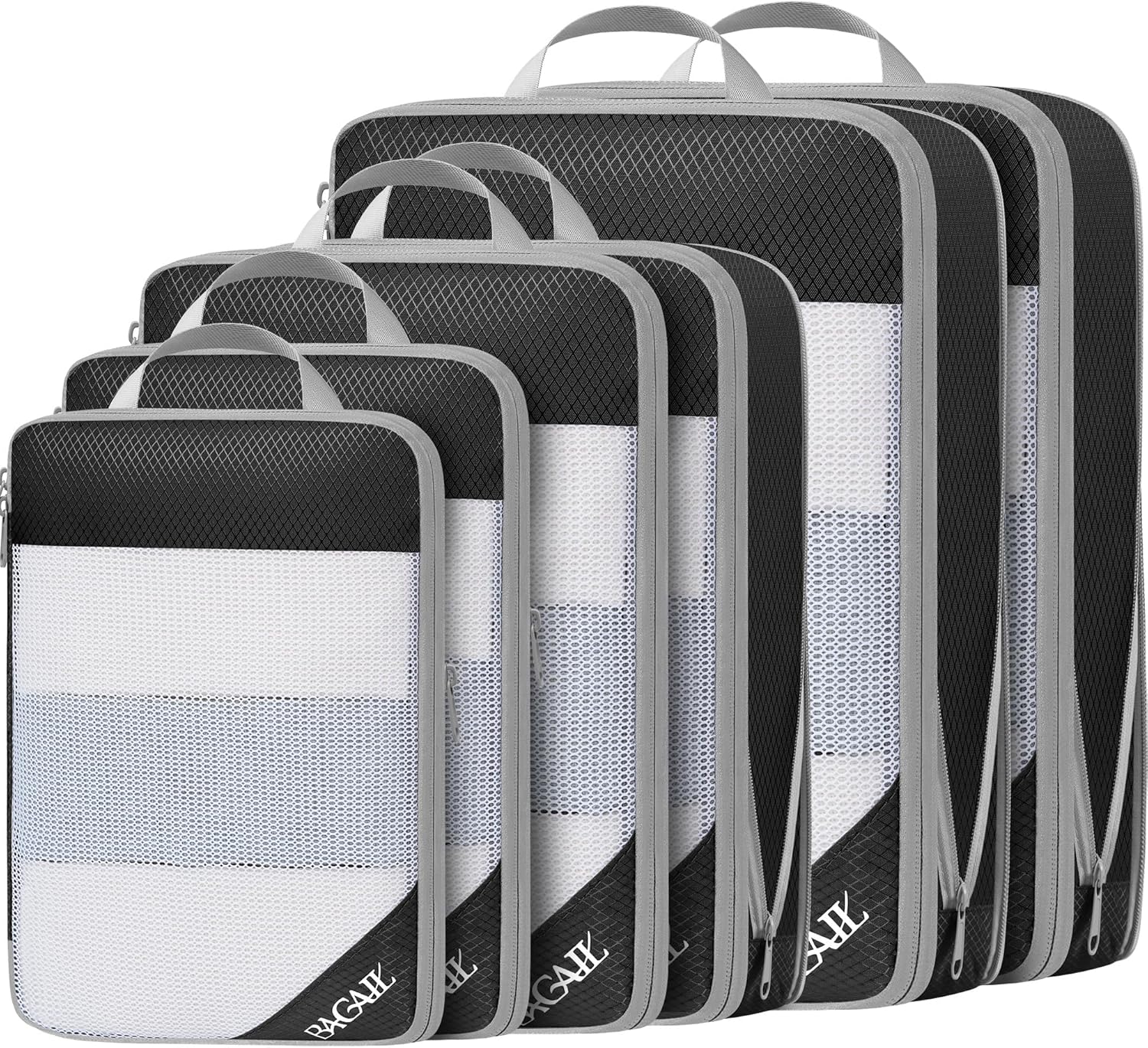 BAGAIL 6 Set Compression Packing Cubes, Ultralight Expandable Packing Organizers for Carry on Travel Luggage