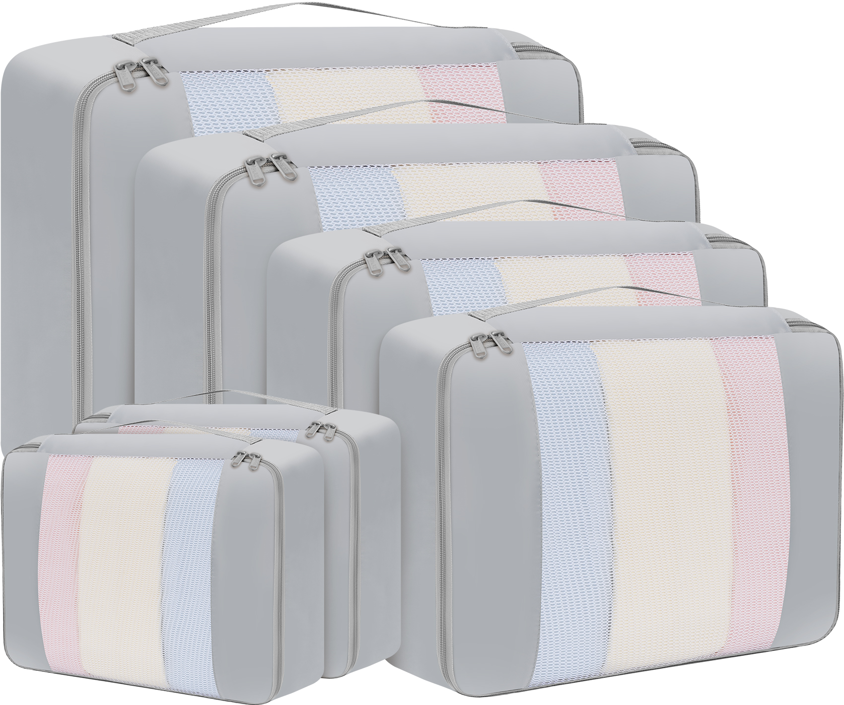 6 Set middle MeshPacking Cubes Various Sizes Packing Organizer for Travel Accessories Luggage Carry On Suitcas