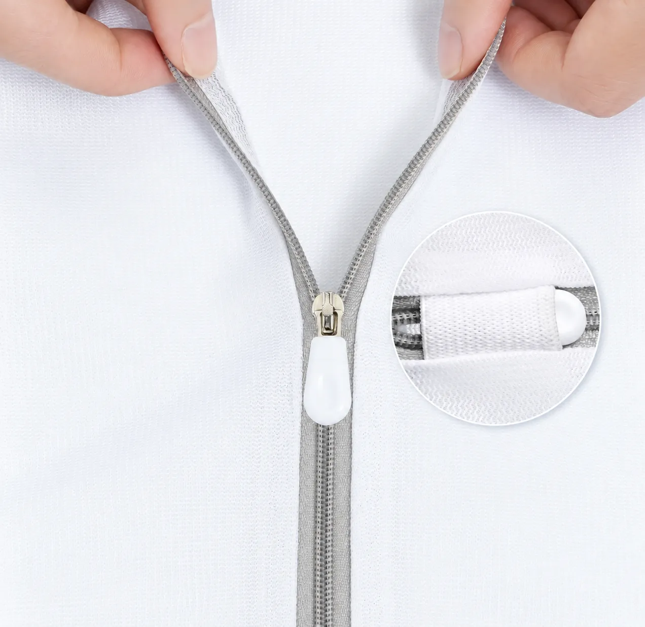 BAGAIL auto-lock zipper with side elastic cover close-up