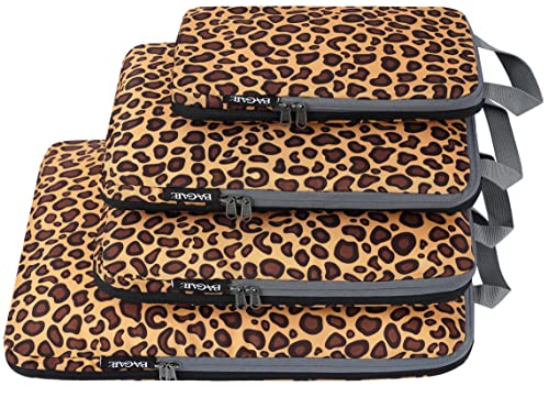 BAGAIL 4 Set/5 Set/6 Set Compression Packing Cubes Travel Expandable Packing Organizers BAGAIL STORAGE_BAG Leopard