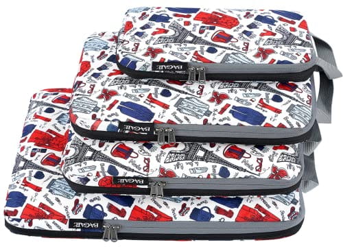 BAGAIL 4 Set/5 Set/6 Set Compression Packing Cubes Travel Expandable Packing Organizers BAGAIL STORAGE_BAG Paris Mode