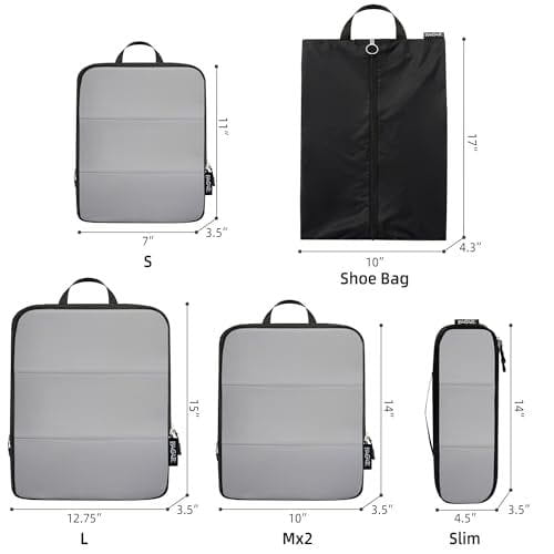 BAGAIL 5 Set/6 Set Ultralight Compression Packing Cubes Travel Accessories Expandable Packing Organizers(Black 6Set Mesh Pattern) Bagail STORAGE_BAG 6-Black / Mesh pattern