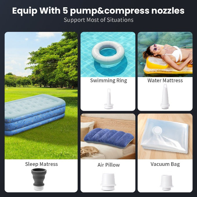 BAGAIL Portable Vacuum Pump with Light Function,Up to 1300mAH Rechargeable Battery.Perfect for Vacuum Compression Bags Sleeping Pads, Pool Floats, Swimming Rings Bagail