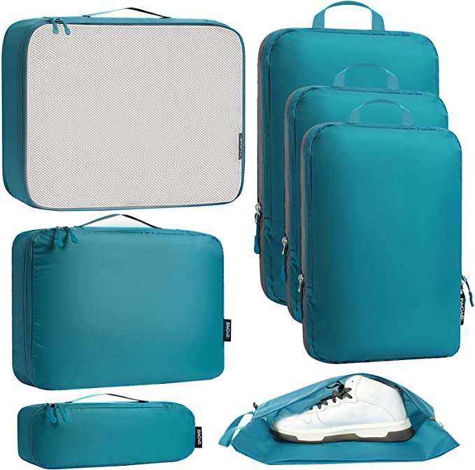 Bagail Ultralight Packing Cubes 7 Set, 3 Compression Packing Cubes 3 Packing Organizers With 1 Shoe Bag BAGAIL STORAGE_BAG 黑色