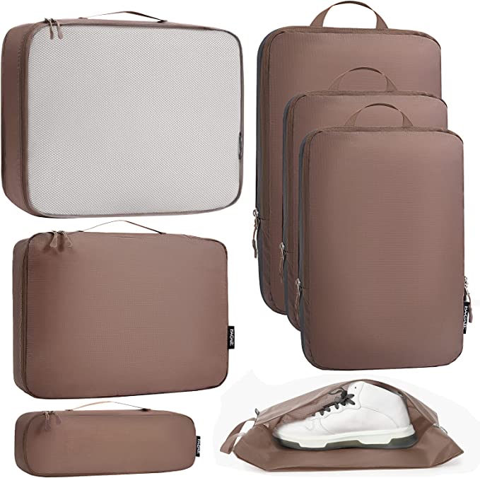 Bagail Ultralight Packing Cubes 7 Set, 3 Compression Packing Cubes 3 Packing Organizers With 1 Shoe Bag BAGAIL STORAGE_BAG 黑色