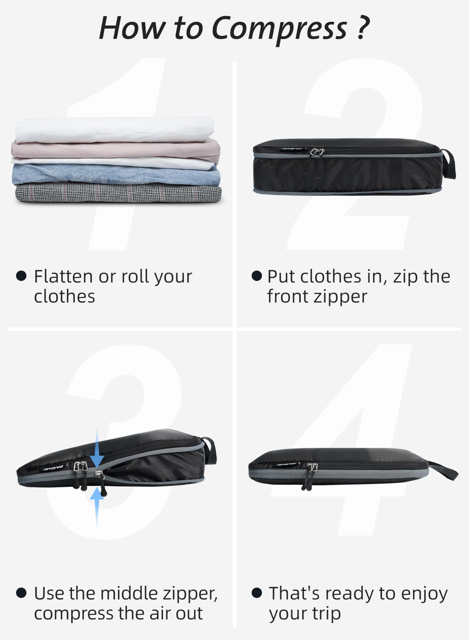 Bagail Ultralight Packing Cubes 7 Set, 3 Compression Packing Cubes 3 Packing Organizers With 1 Shoe Bag-Beige Mesh Bagail STORAGE_BAG