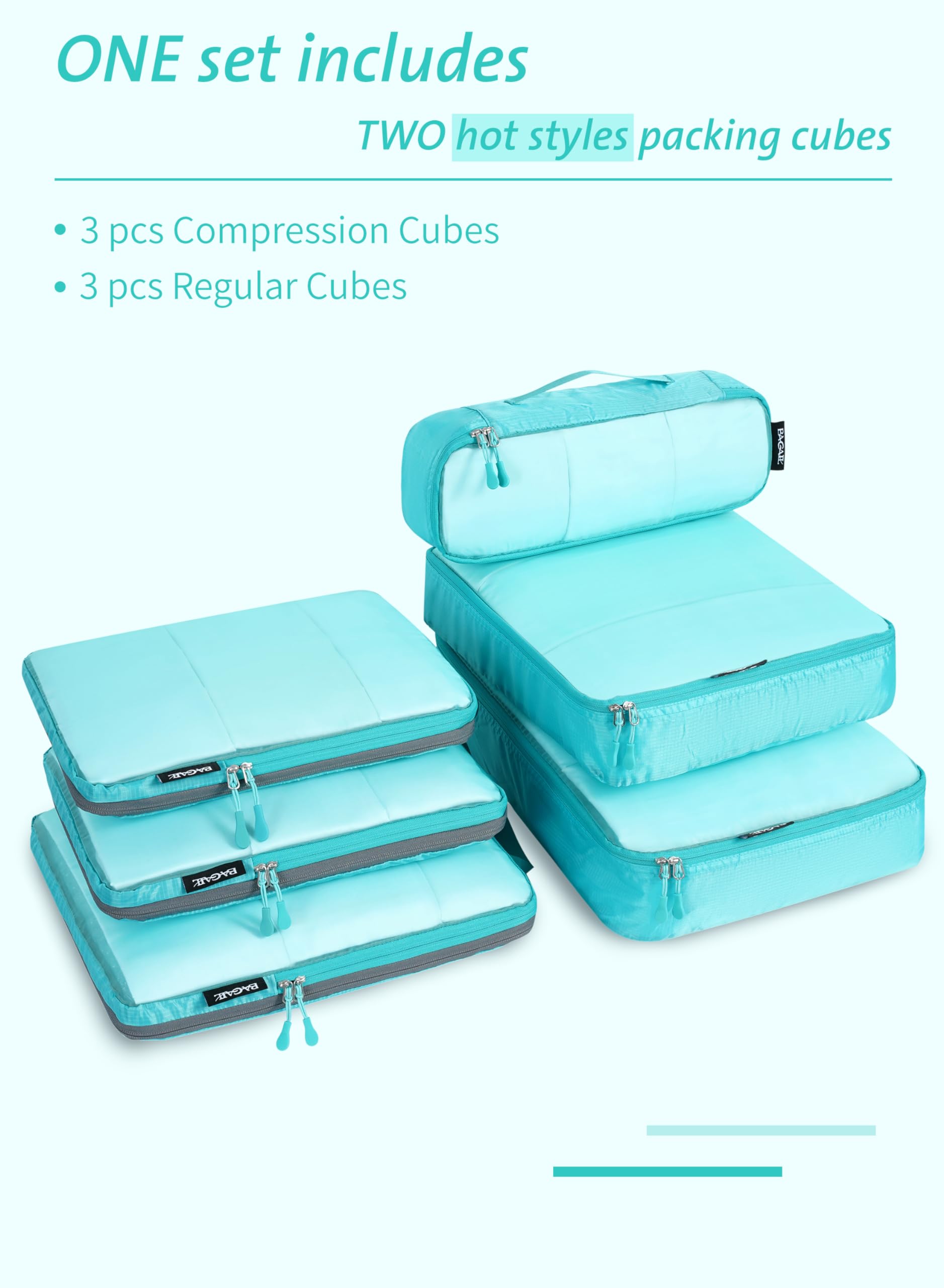 Bagail Ultralight Packing Cubes 7 Set, 3 Compression Packing Cubes 3 Packing Organizers With 1 Shoe Bag-Beige Mesh Bagail STORAGE_BAG