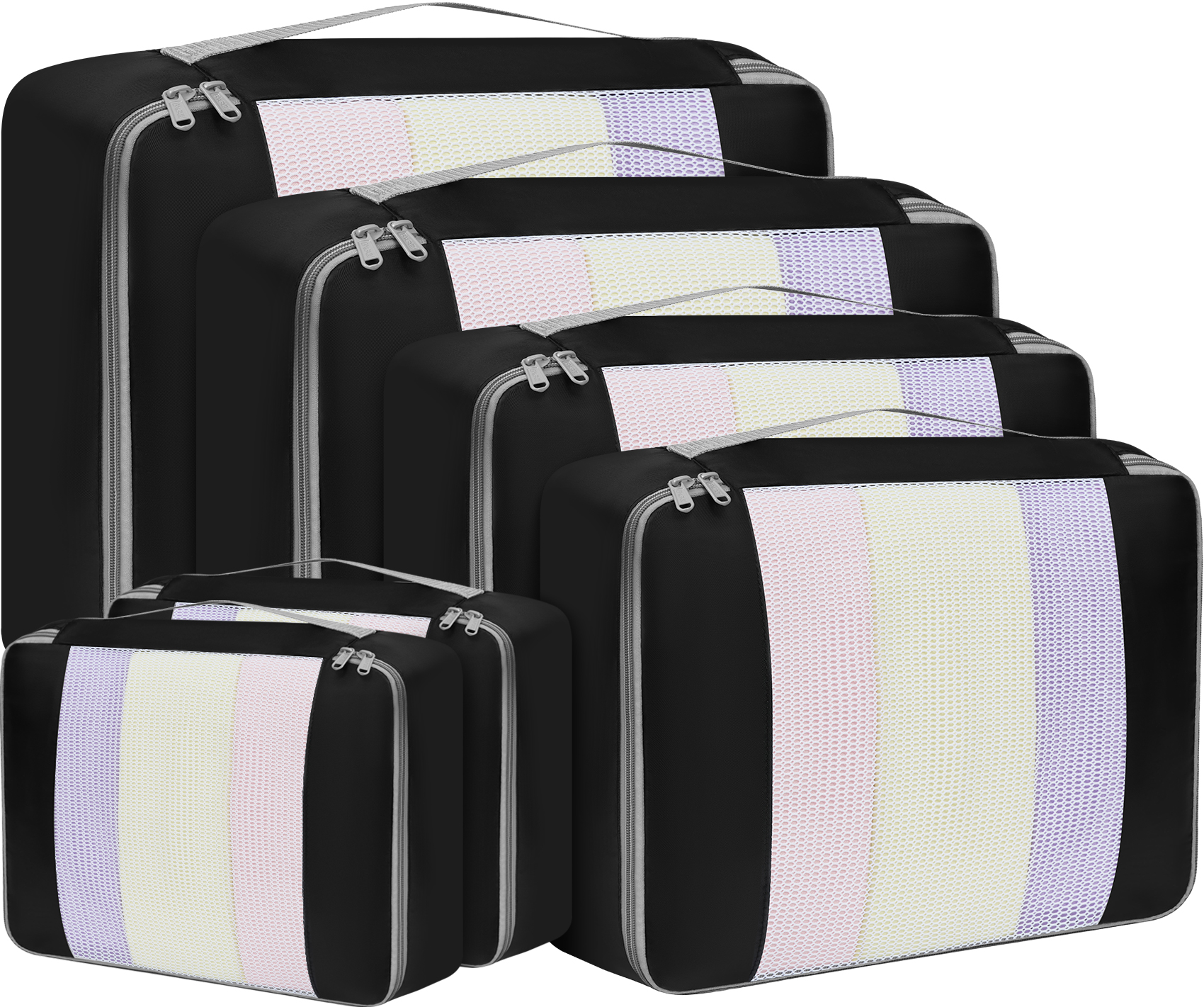 6 Set middle MeshPacking Cubes Various Sizes Packing Organizer for Travel Accessories Luggage Carry On Suitcas