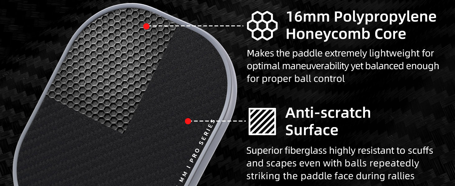 Diagram of the 16mm polypropylene honeycomb core and fiberglass paddle surface