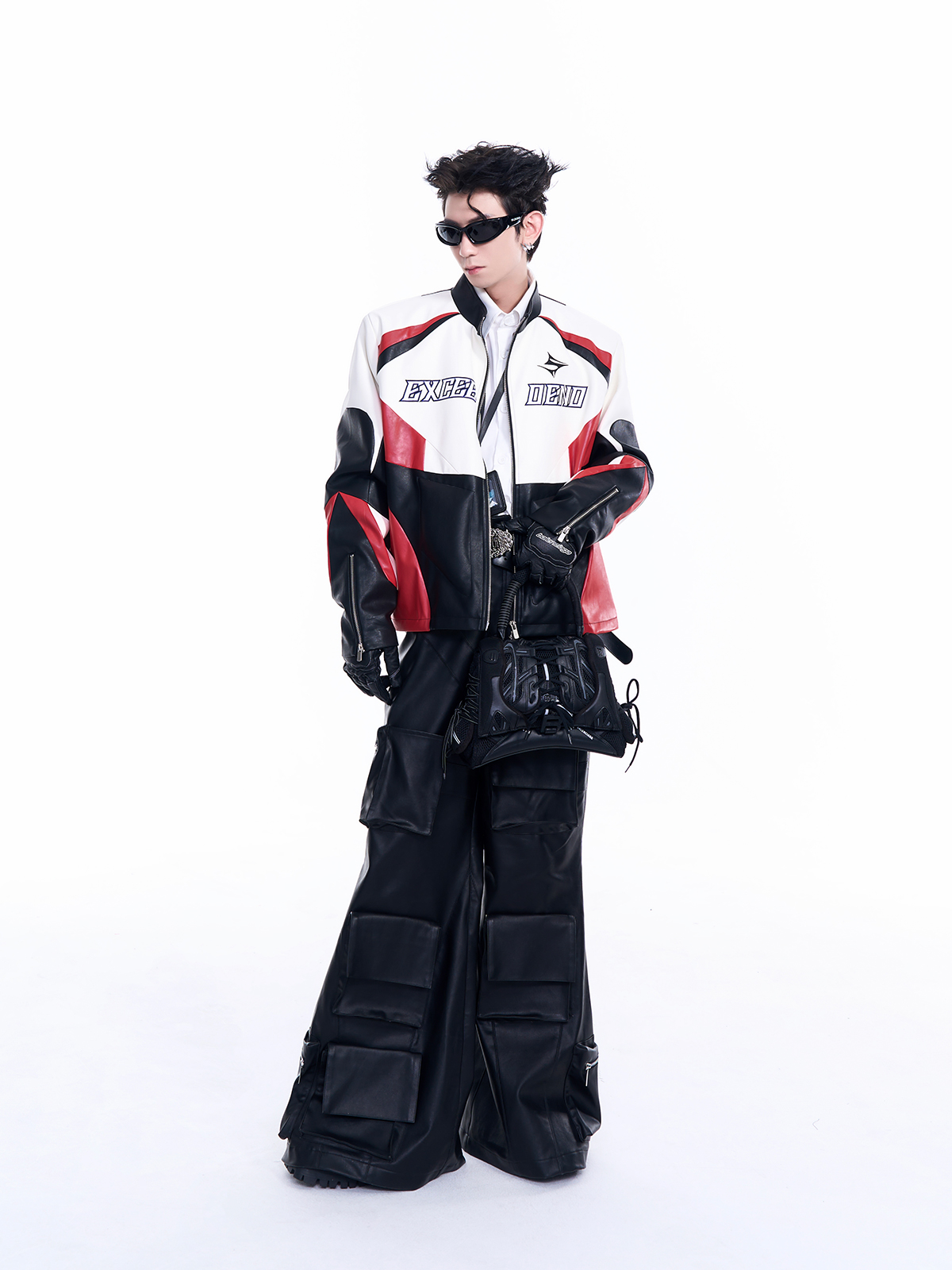 CRIMSON RED TECH-PANEL RACING JACKET-START EXCEED END