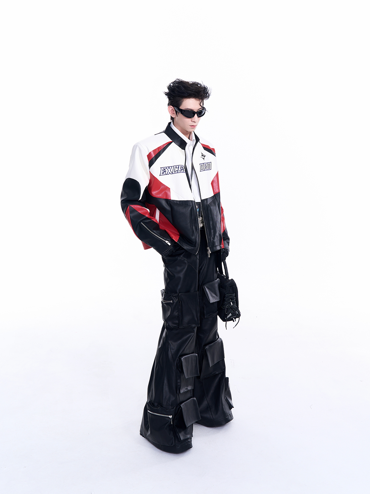 CRIMSON RED TECH-PANEL RACING JACKET-START EXCEED END