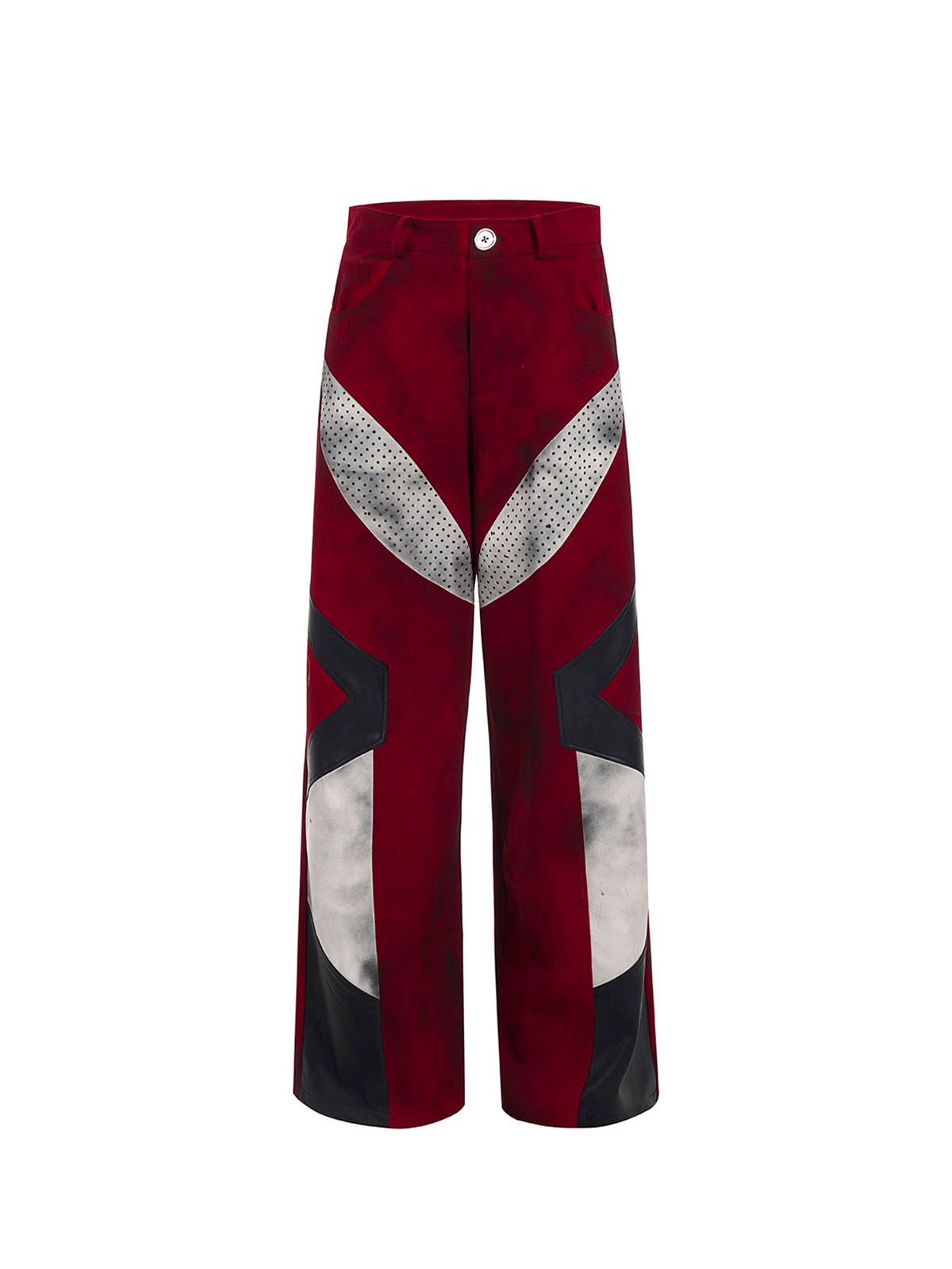 Red Distressed Moto Jacket & Pants Set - Cyberpunk Streetwear | START EXCEED END