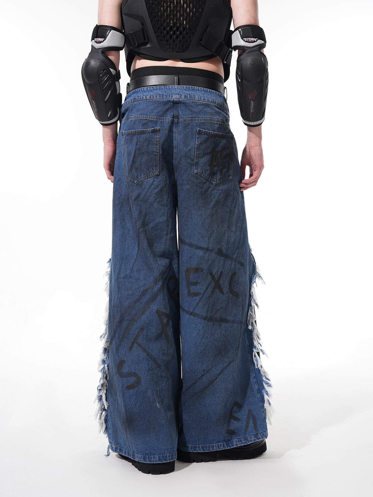 DECONSTRUCTED HYBRID WIDE-LEG JEANS-START EXCEED END