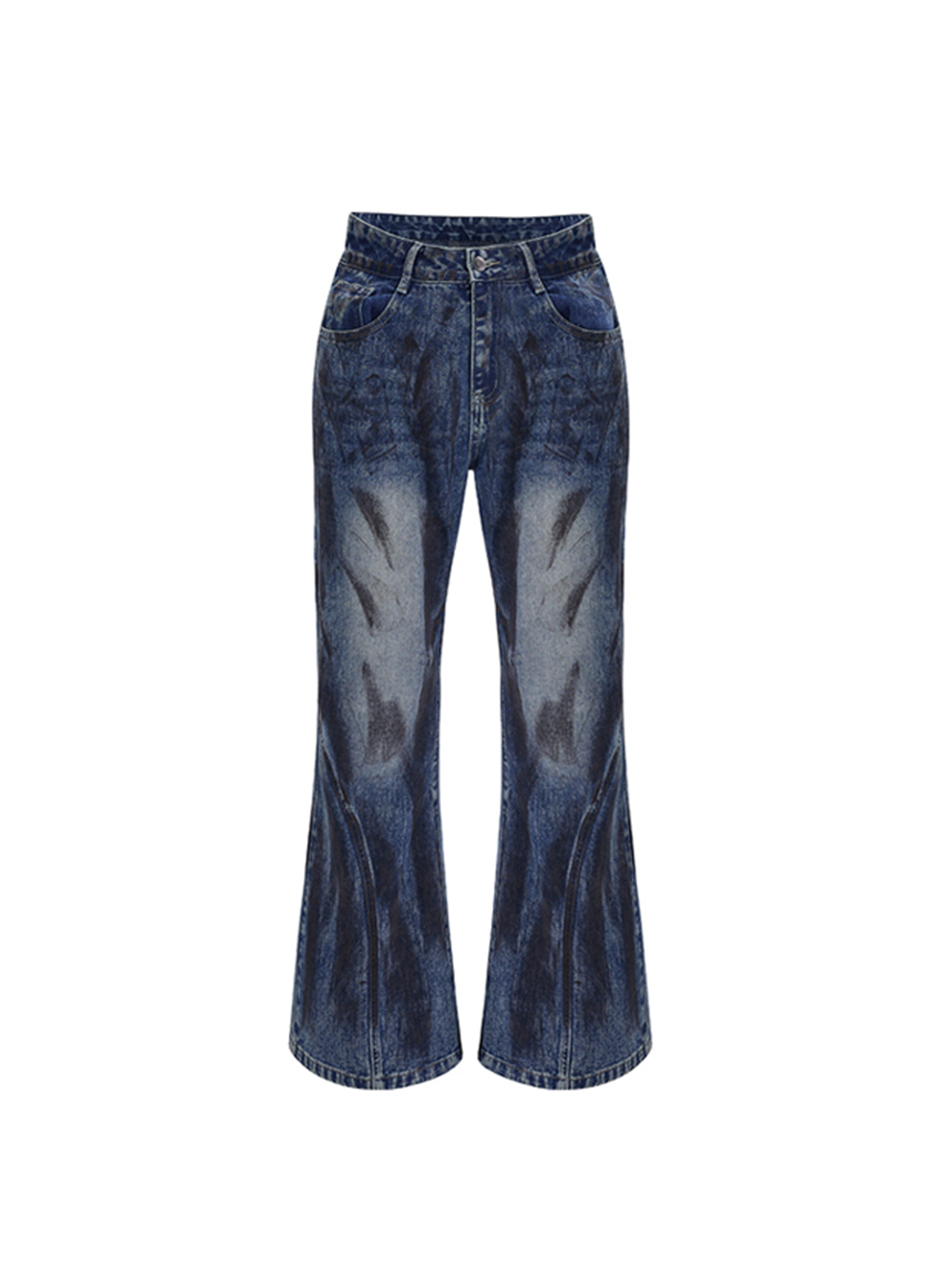 Mud Wash Denim Set - Ruched Jacket & Flared Jeans | START EXCEED END