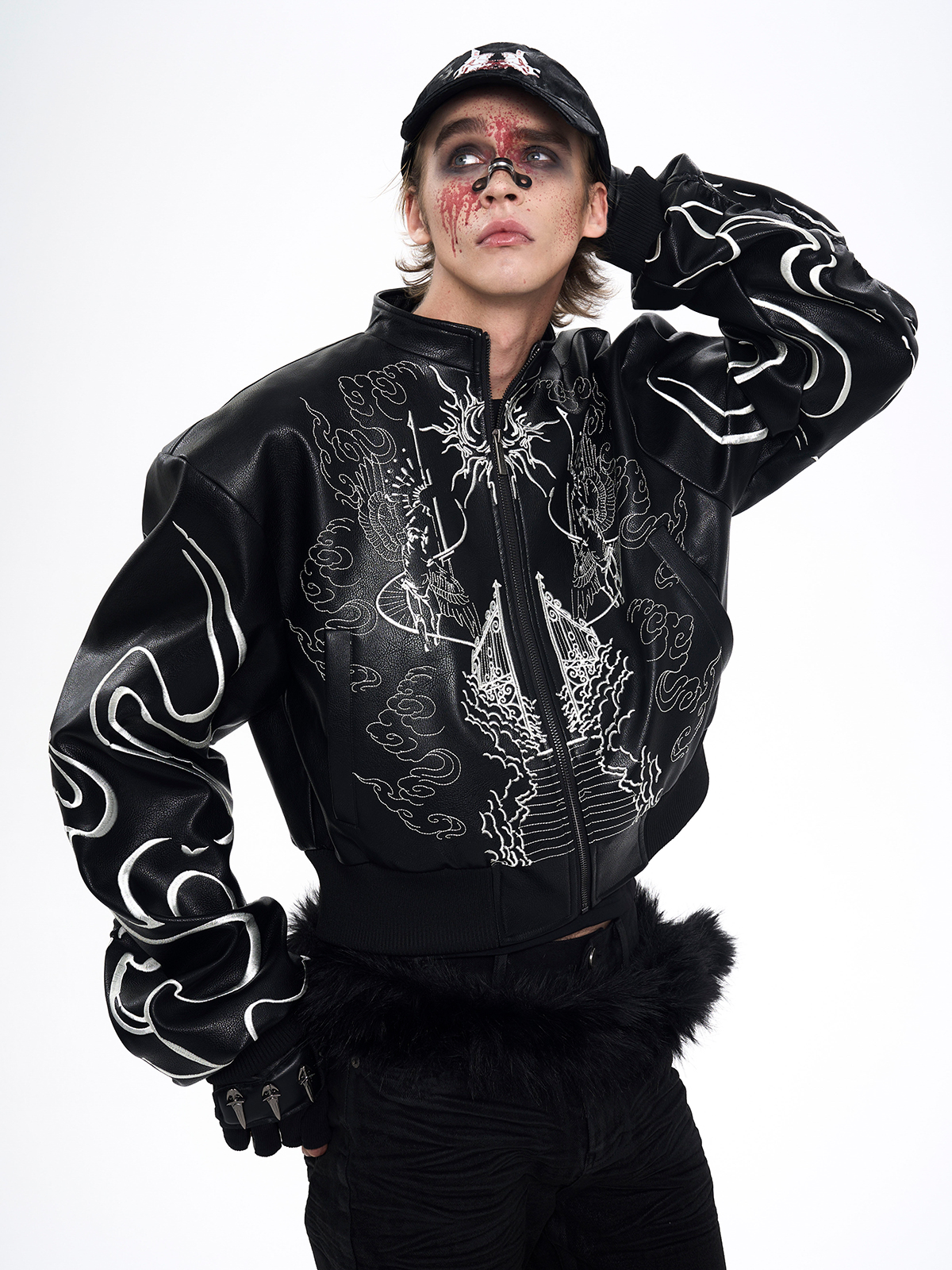 EMBROIDERED CELESTIAL BOMBER JACKET-START EXCEED END