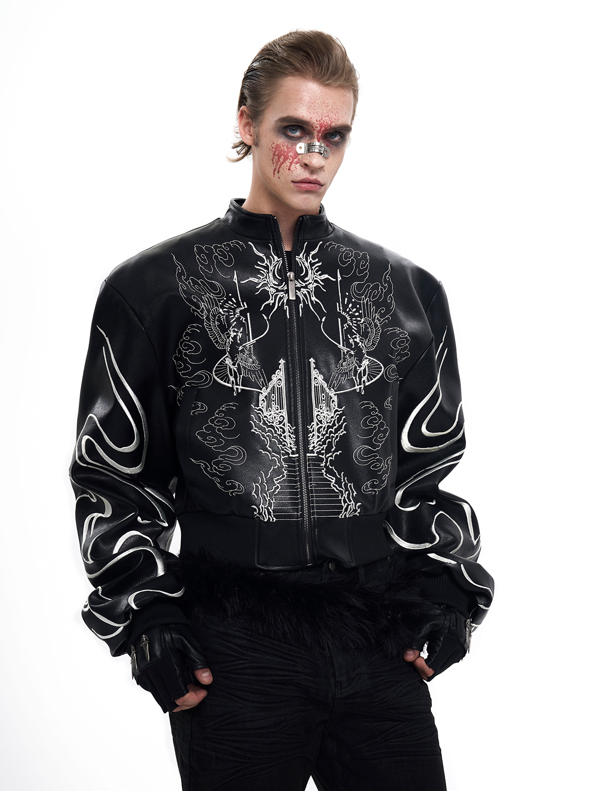 EMBROIDERED CELESTIAL BOMBER JACKET-START EXCEED END