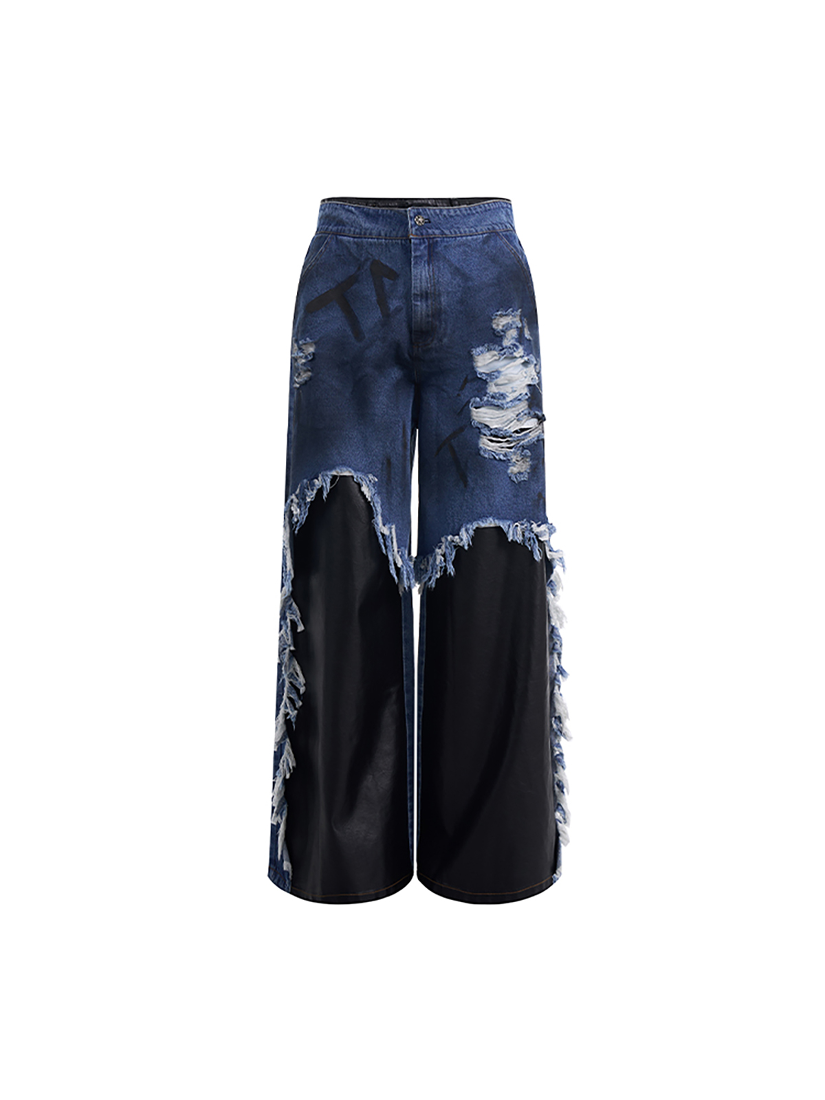 DECONSTRUCTED HYBRID WIDE-LEG JEANS-START EXCEED END