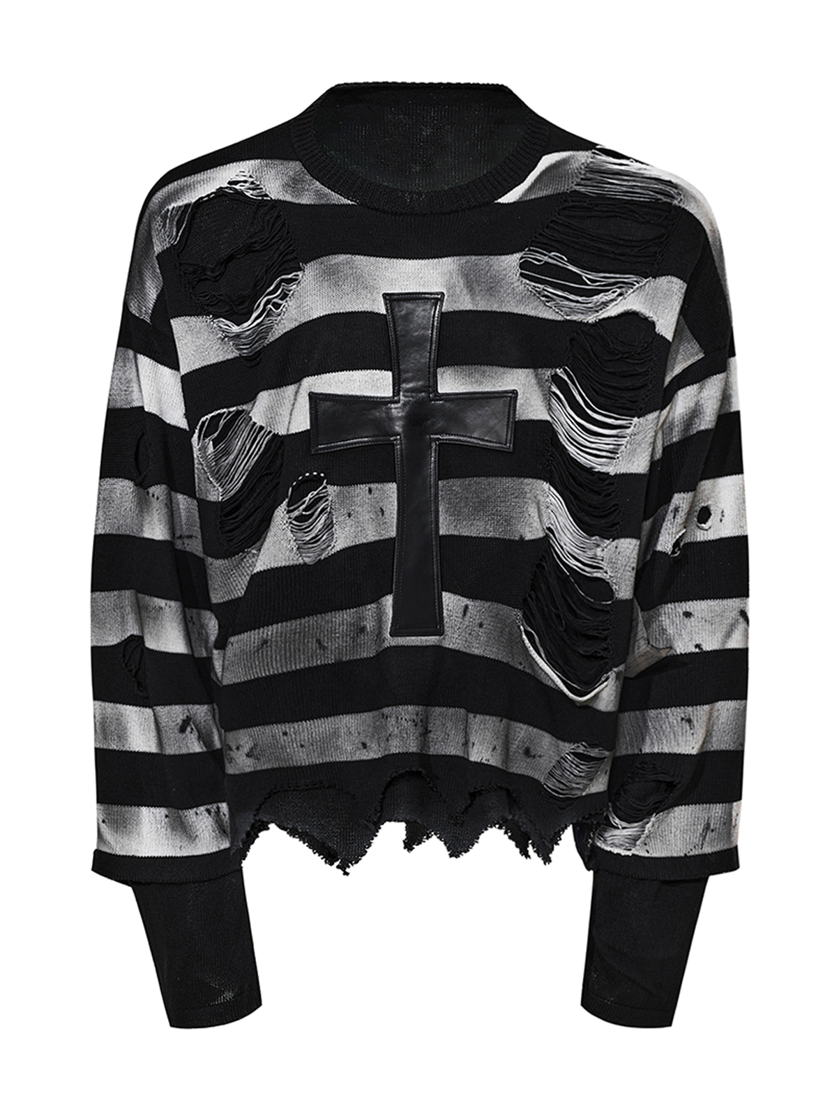 DISTRESSED LEATHER CROSS 2-PIECE KNIT SET