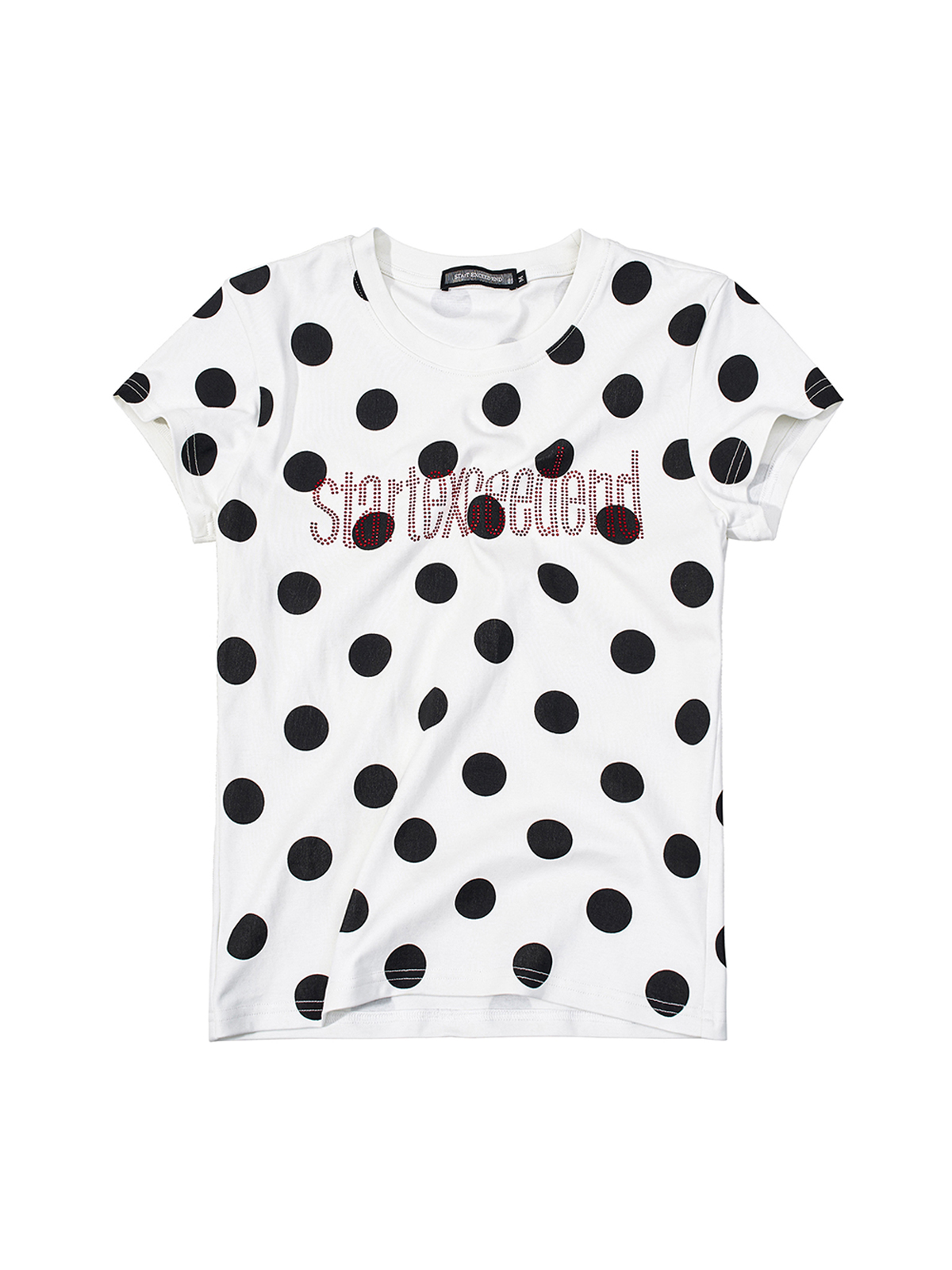 WHITE POLKA DOT RHINESTONE TEE