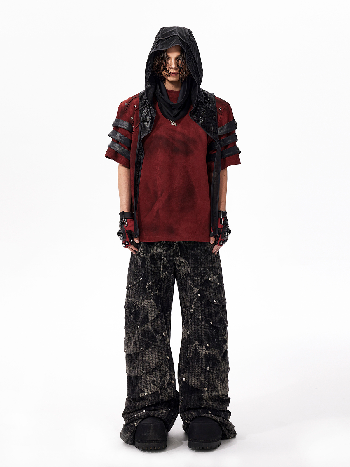 DISTRESSED GROMMET STRAP TEE-START EXCEED END