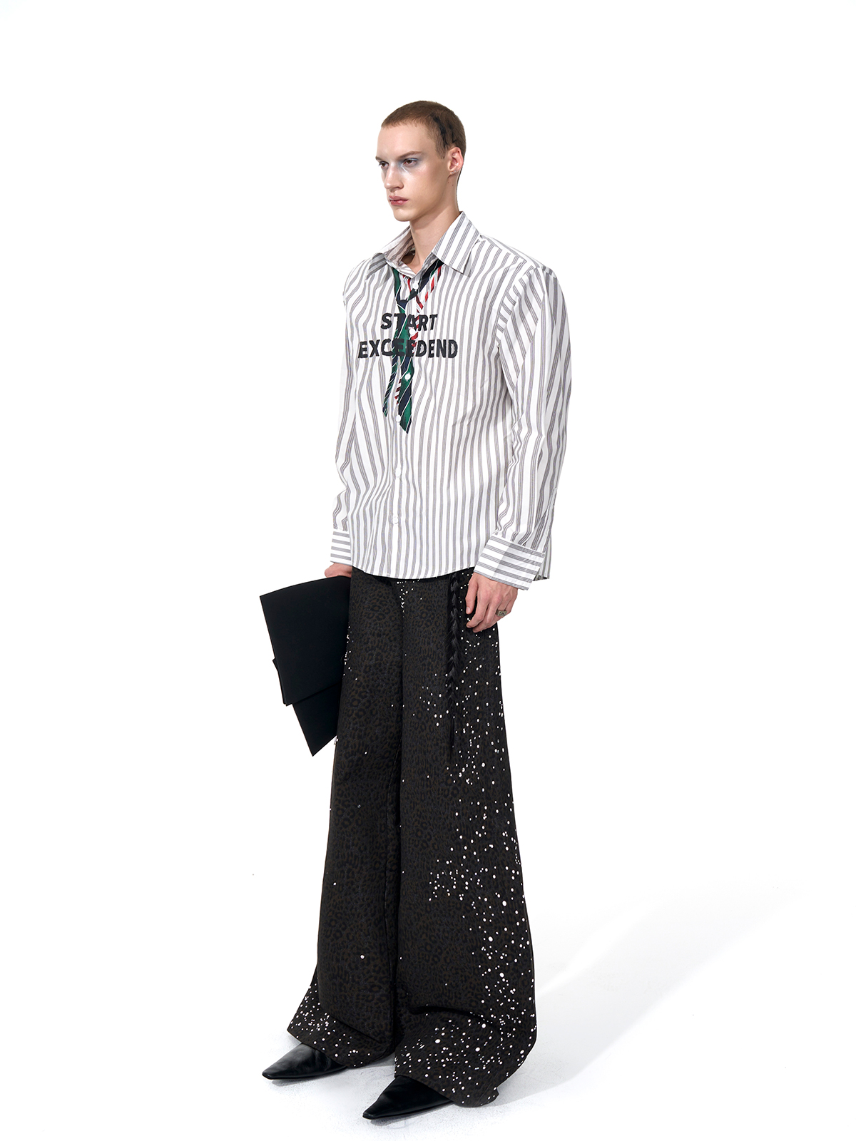 DARK LEOPARD RHINESTONE WIDE LEG TROUSERS-START EXCEED END