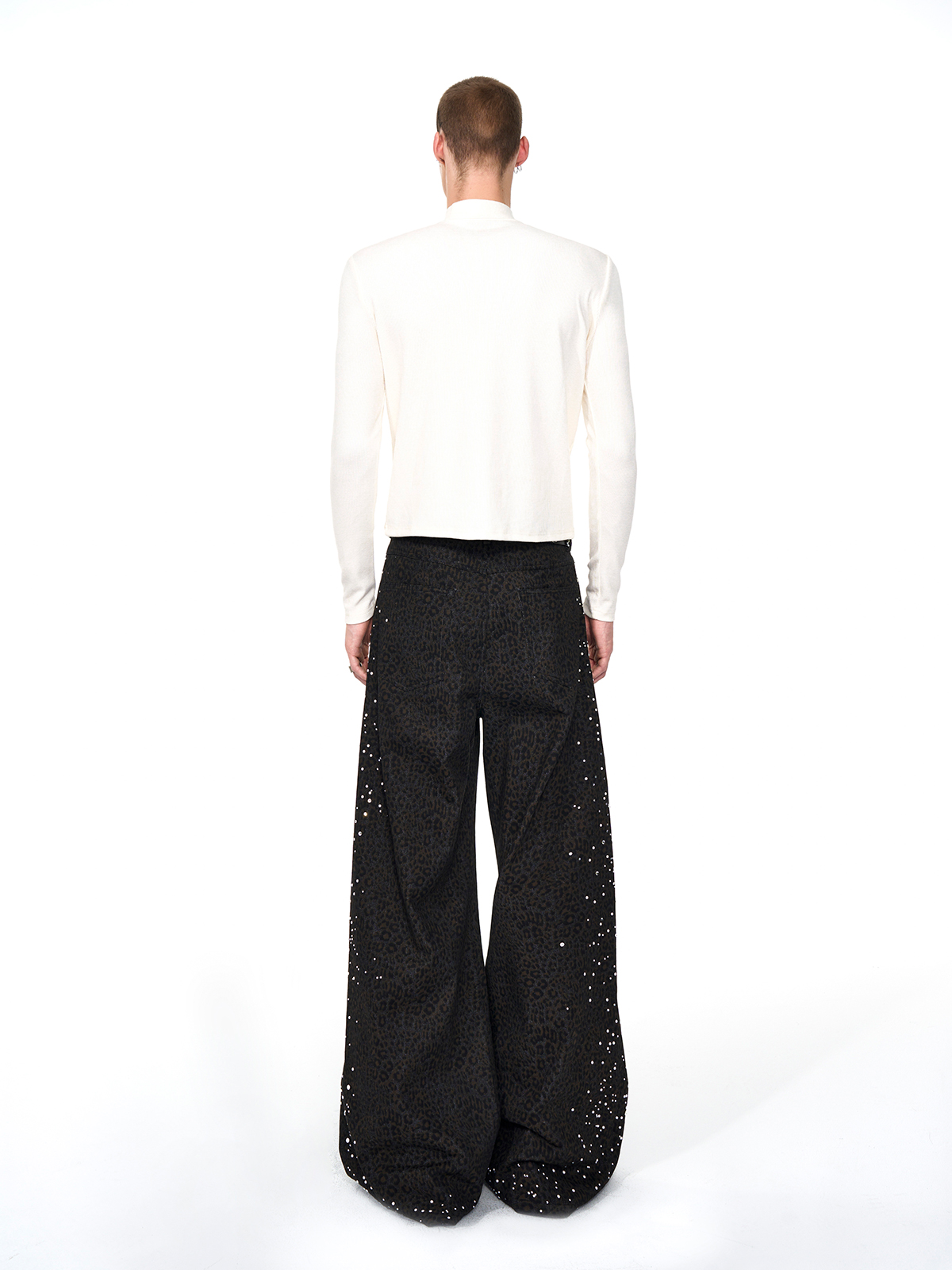 DARK LEOPARD RHINESTONE WIDE LEG TROUSERS-START EXCEED END