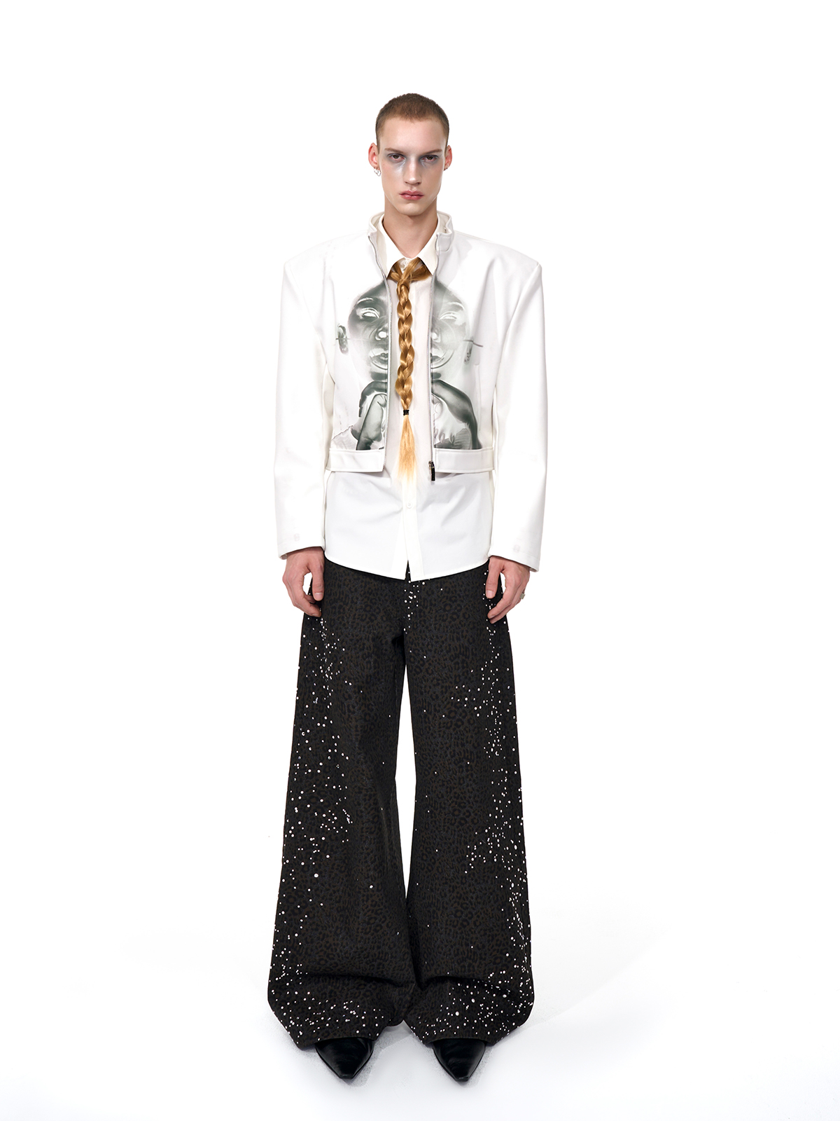 DARK LEOPARD RHINESTONE WIDE LEG TROUSERS-START EXCEED END