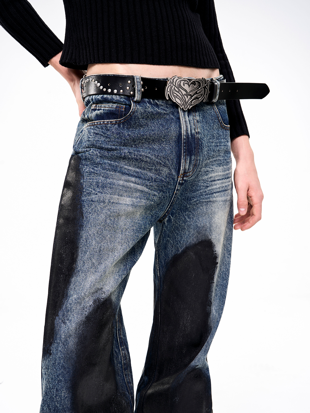 COATED GRADIENT FLARE JEANS-START EXCEED END