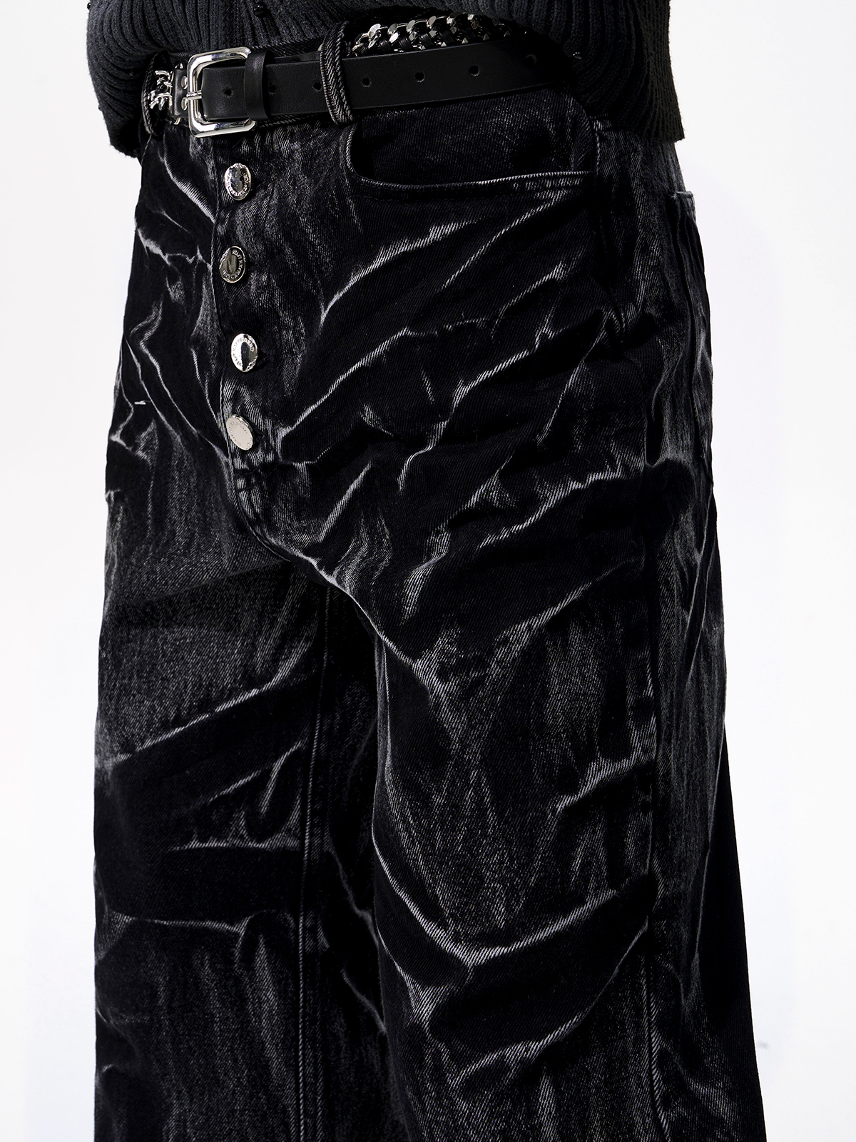 CRUSHED TEXTURE FLARE TROUSERS-START EXCEED END