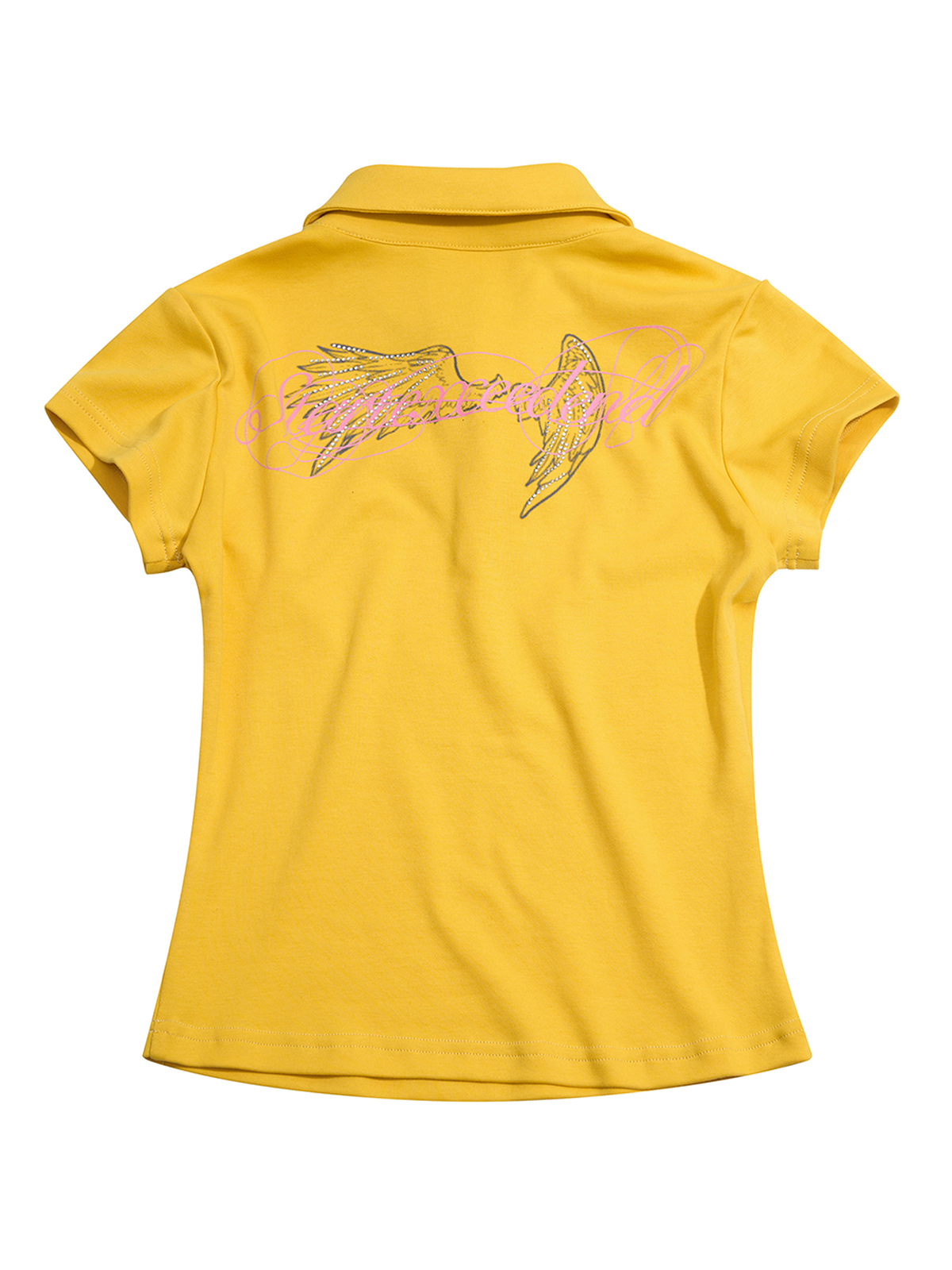RHINESTONE ANGEL WING TWO-PIECE POLO SET-YELLOW
