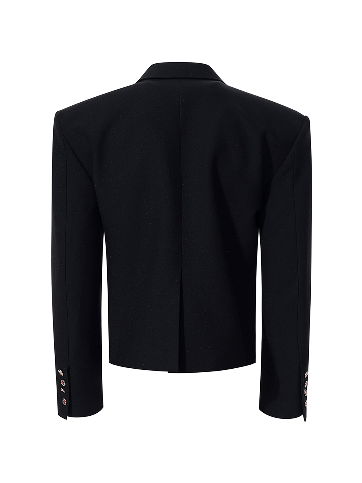 STRUCTURED ASYMMETRICAL CROPPED BLAZER-BLACK
